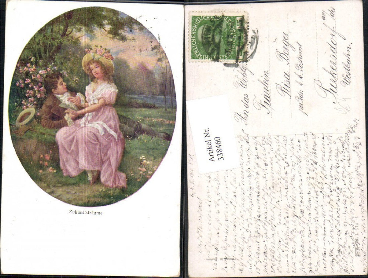 338460,Künstler Ak Liebe Paar Zukunftsträume Händchenhalten Passepartout pub B.K.W.I. 514/6