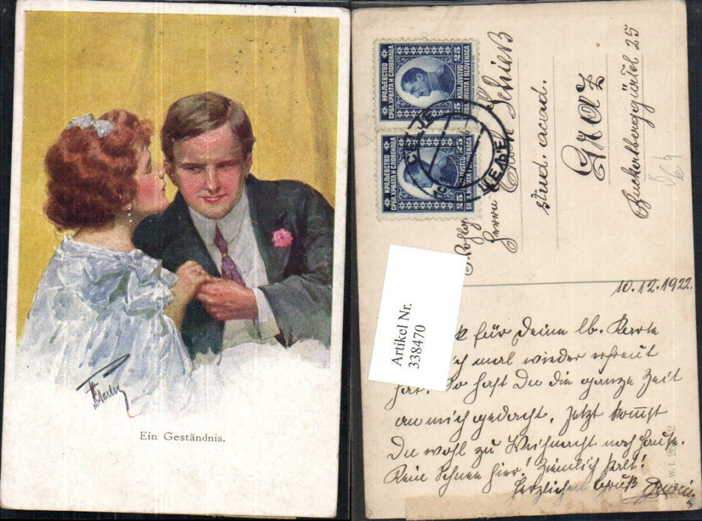 338470,Künstler Ak Ein Geständnis Liebe Paar Händchenhalten pub B.K.W.I. 263/2
