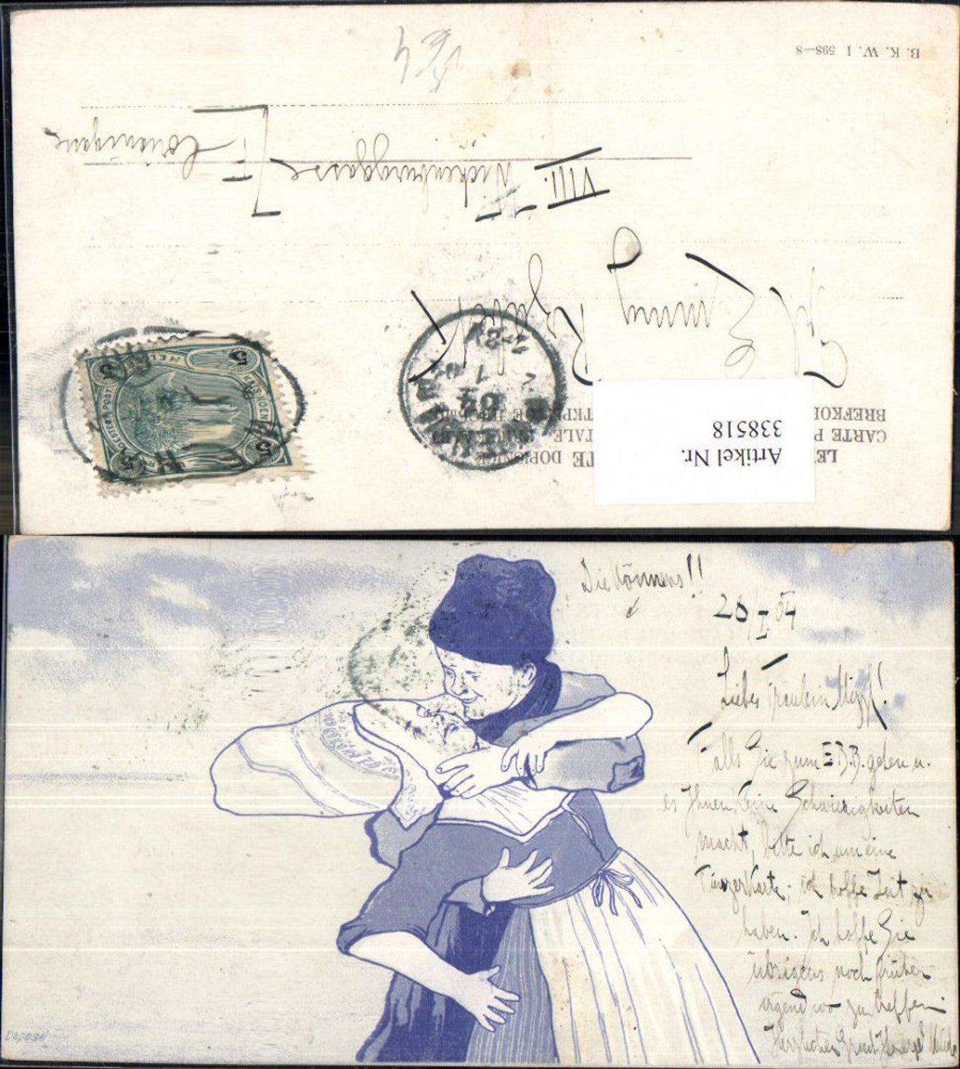 338518,Künstler Ak Liebe Paar Typen Niederlande Tracht Kuss pub B.K.W.I. 598/8