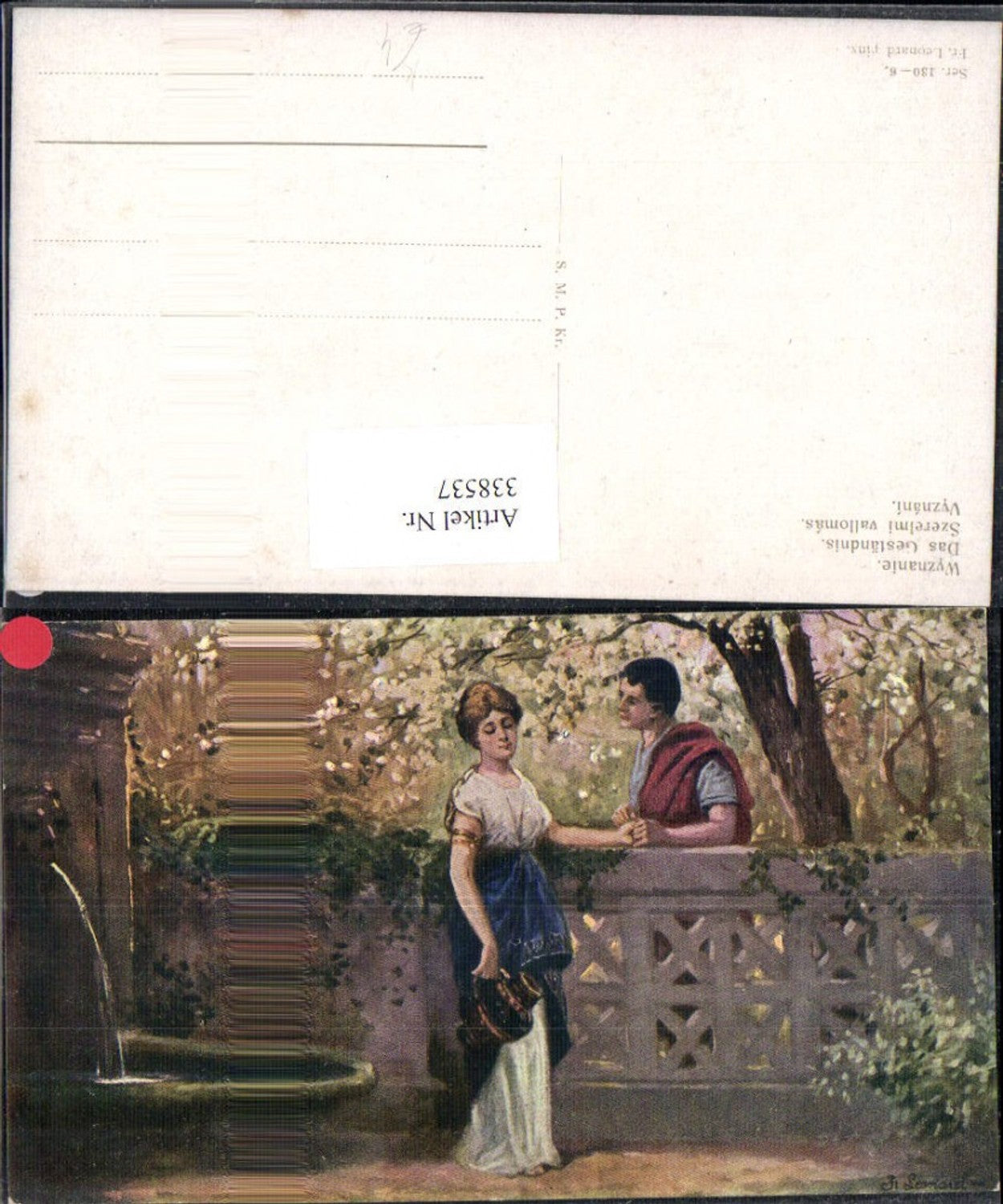 338537,Künstler Ak Fr. Leonard Das Geständnis Liebe Paar Händchenhalten a. Mauer