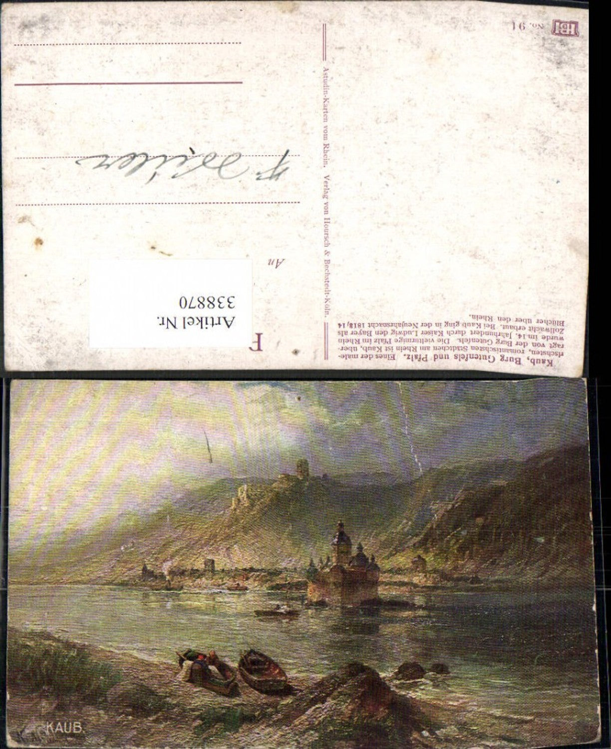 338870,Künstler Ak Kaub Burg Gutenfels u. Pfalz