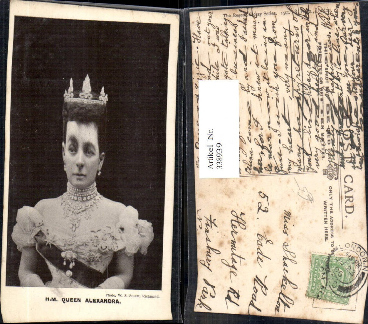 338939,H. M. Queen Alexandra m. Krone Schärpe Adel Monarchie
