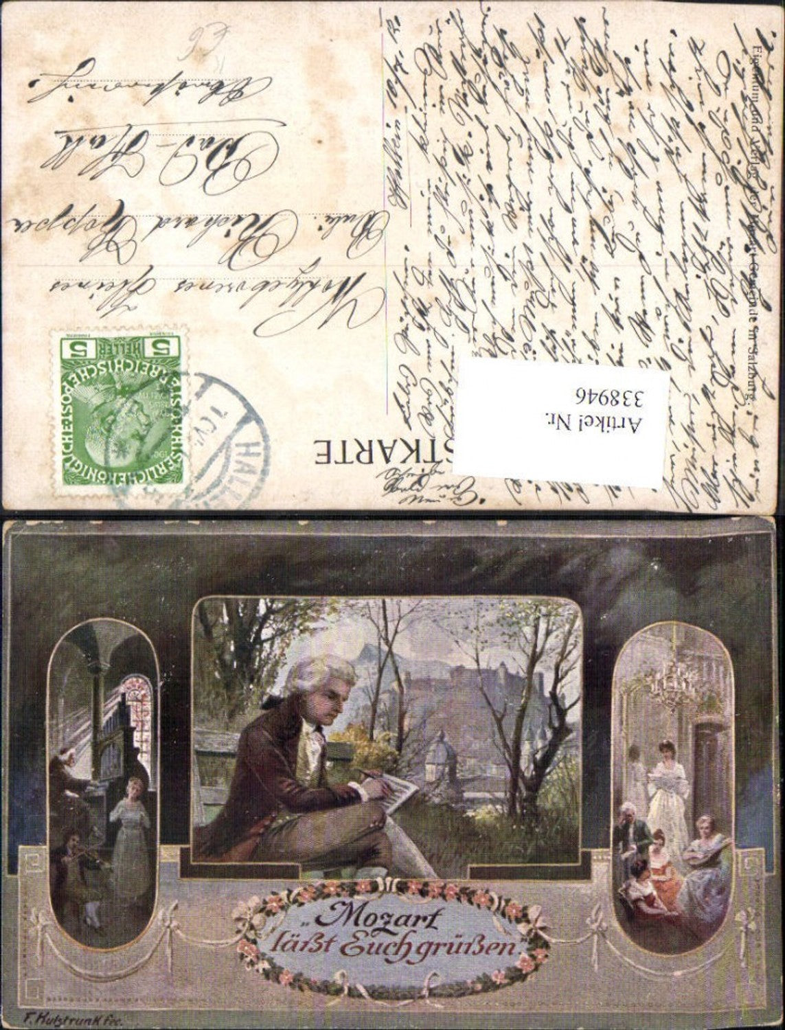 338946,Künstler Ak F. Kulstrunk Mozart läßt euch grüßen Komponist Musik