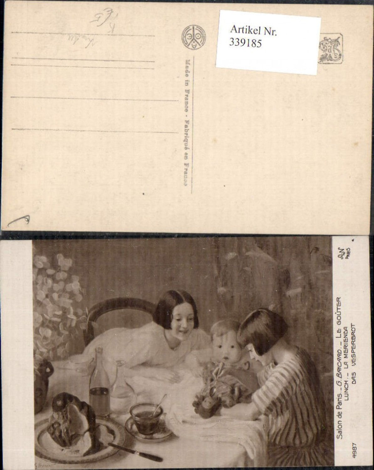 339185,Künstler Ak G. Bricard Le gouter Lunch Mädchen füttern Puppe Kinder Spielzeug