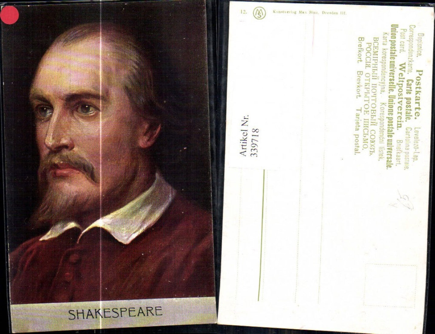 339718,Künstler Ak Shakespeare Dichter Kunst Wissenschaft