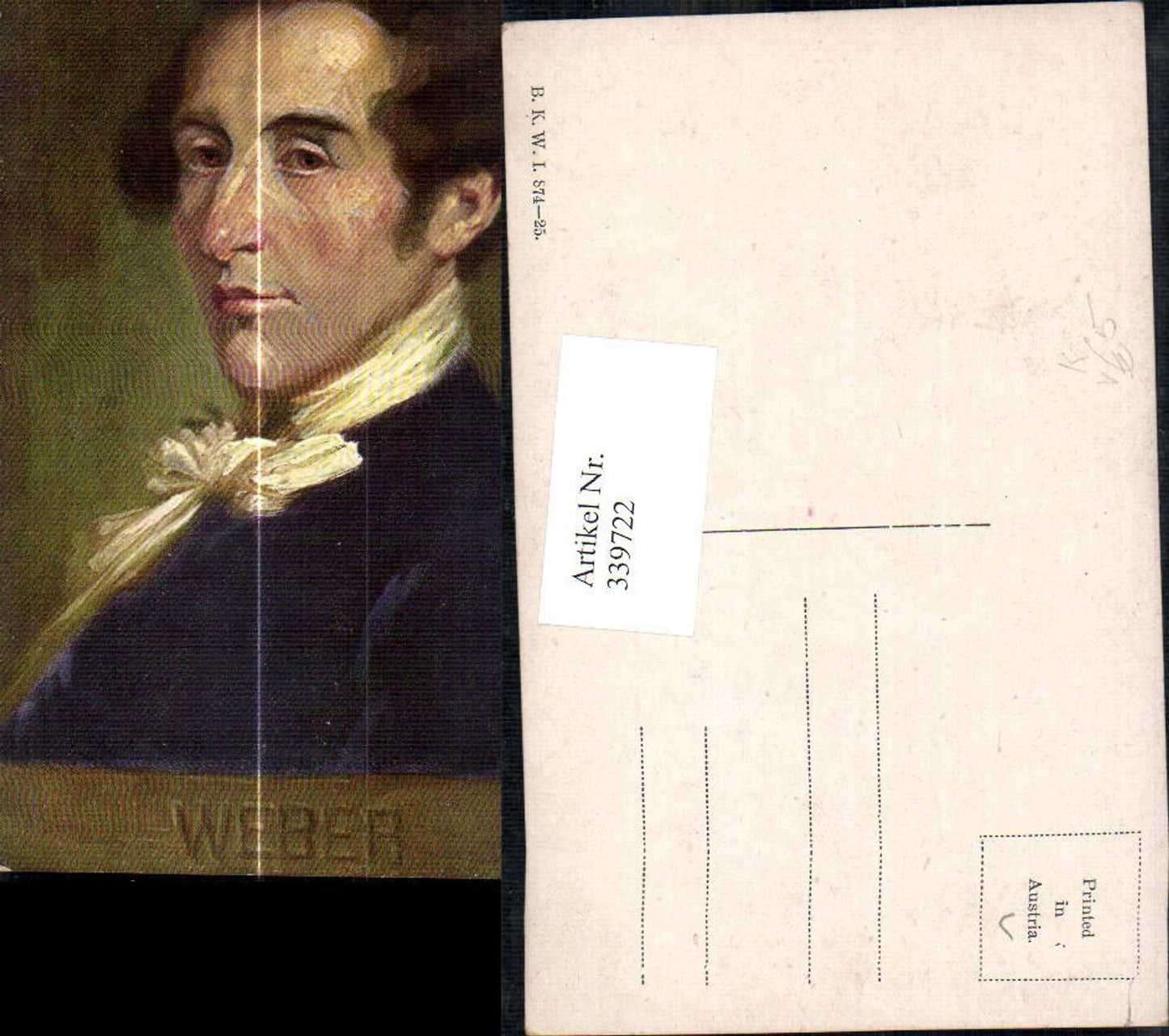 339722,Künstler Ak Carl Maria v. Weber Portrait Komponist pub B.K.W.I. 847/25