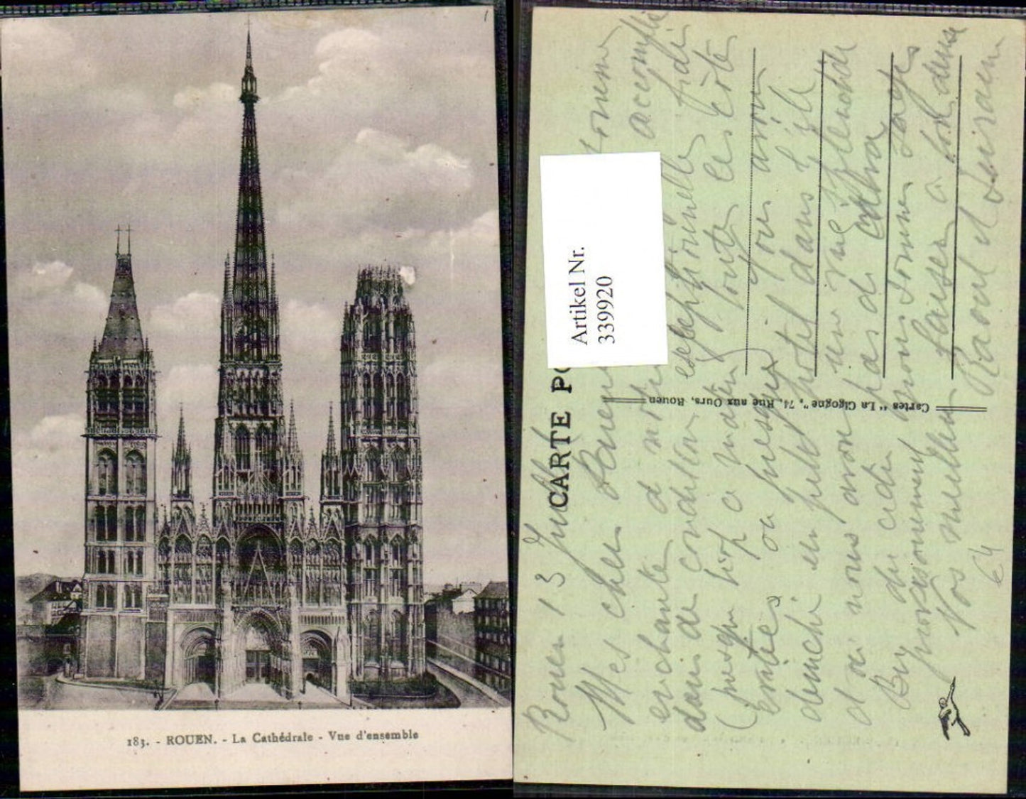 339920,Haute-Normandie Seine-Maritime Rouen La Cathedrale Vue d ensemble Kathedrale