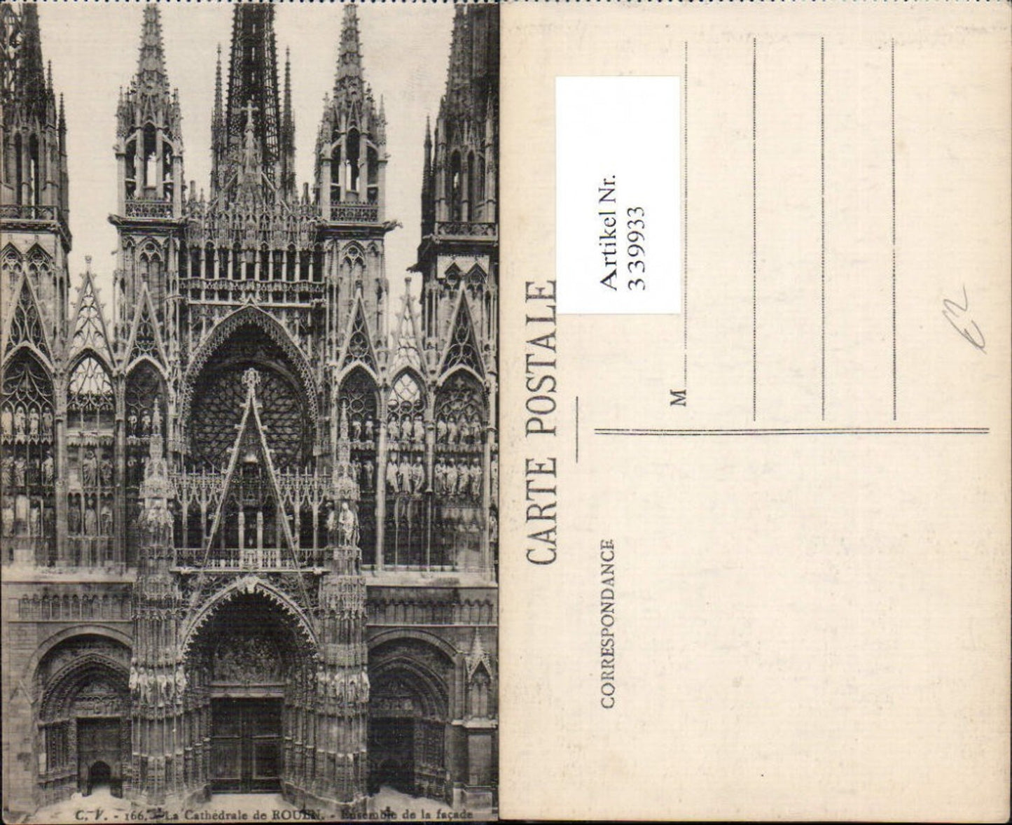 339933,Haute-Normandie Seine-Maritime Rouen La Cathedrale Ensemble de la facade Kirche