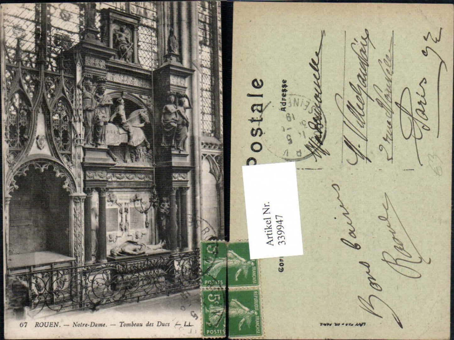 339947,Haute-Normandie Seine-Maritime Rouen Notre Dame Tombeau des Ducs Kirche Gruft Tod