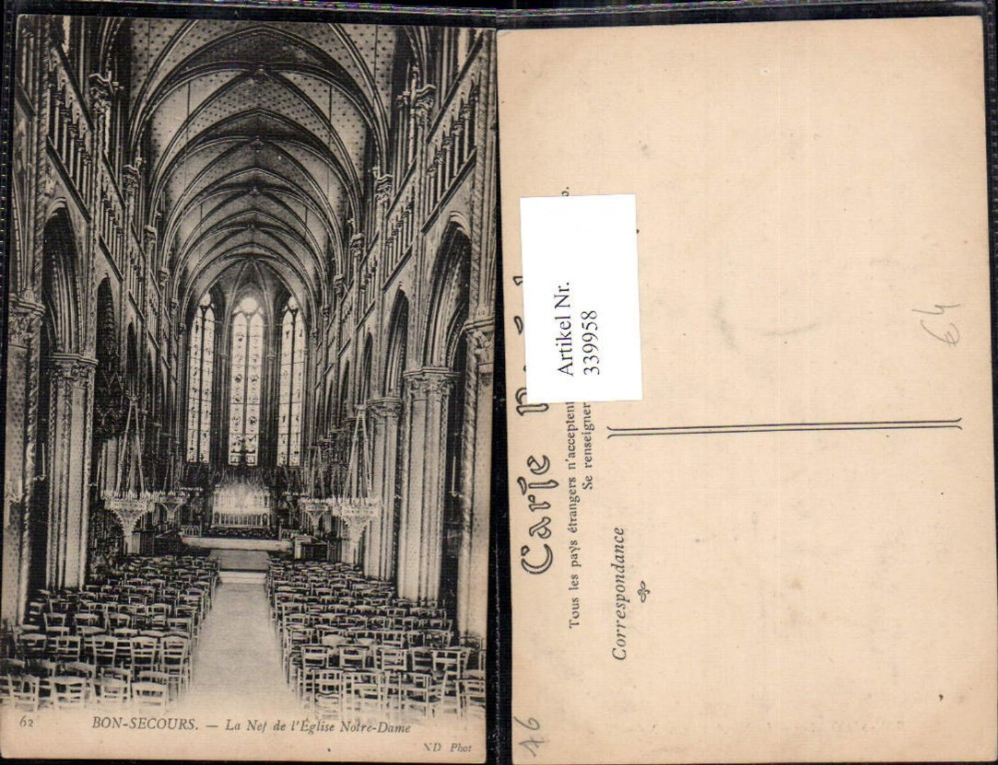 339958,Haute-Normandie Seine-Maritime Rouen Bonsecours La Nef de l Eglise Notre Dame Kirche Innen
