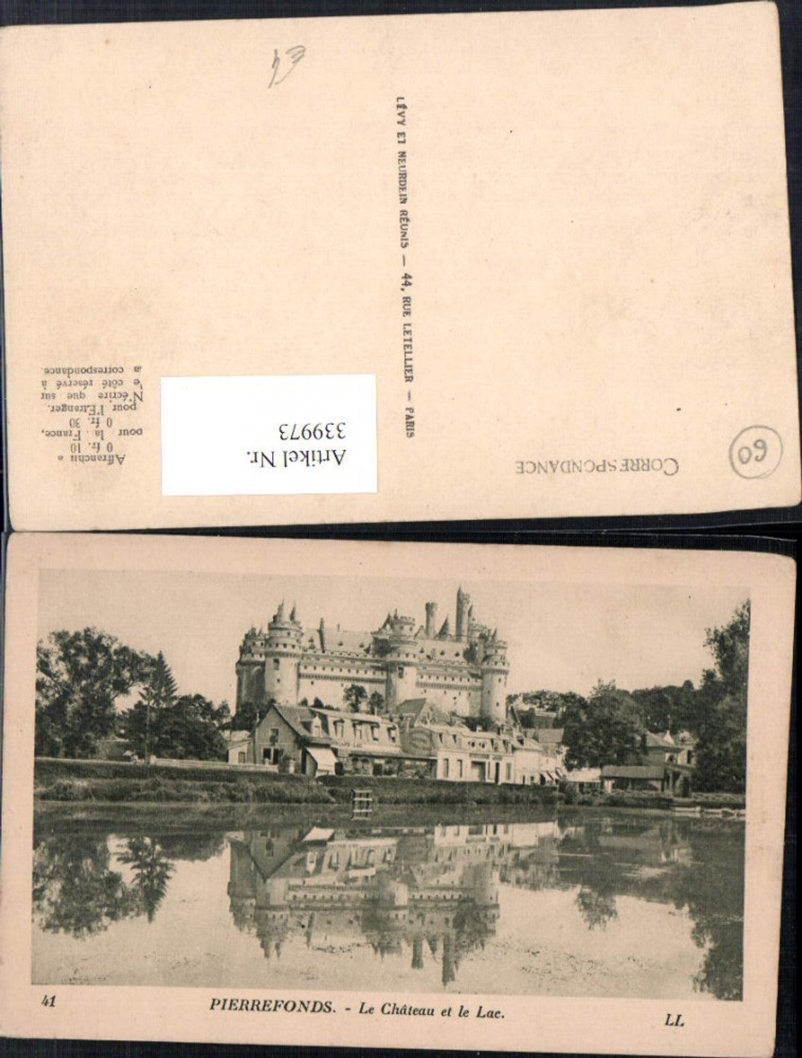 339973,Picardie Oise Pierrefonds Le Chateau Schloss et le Lac