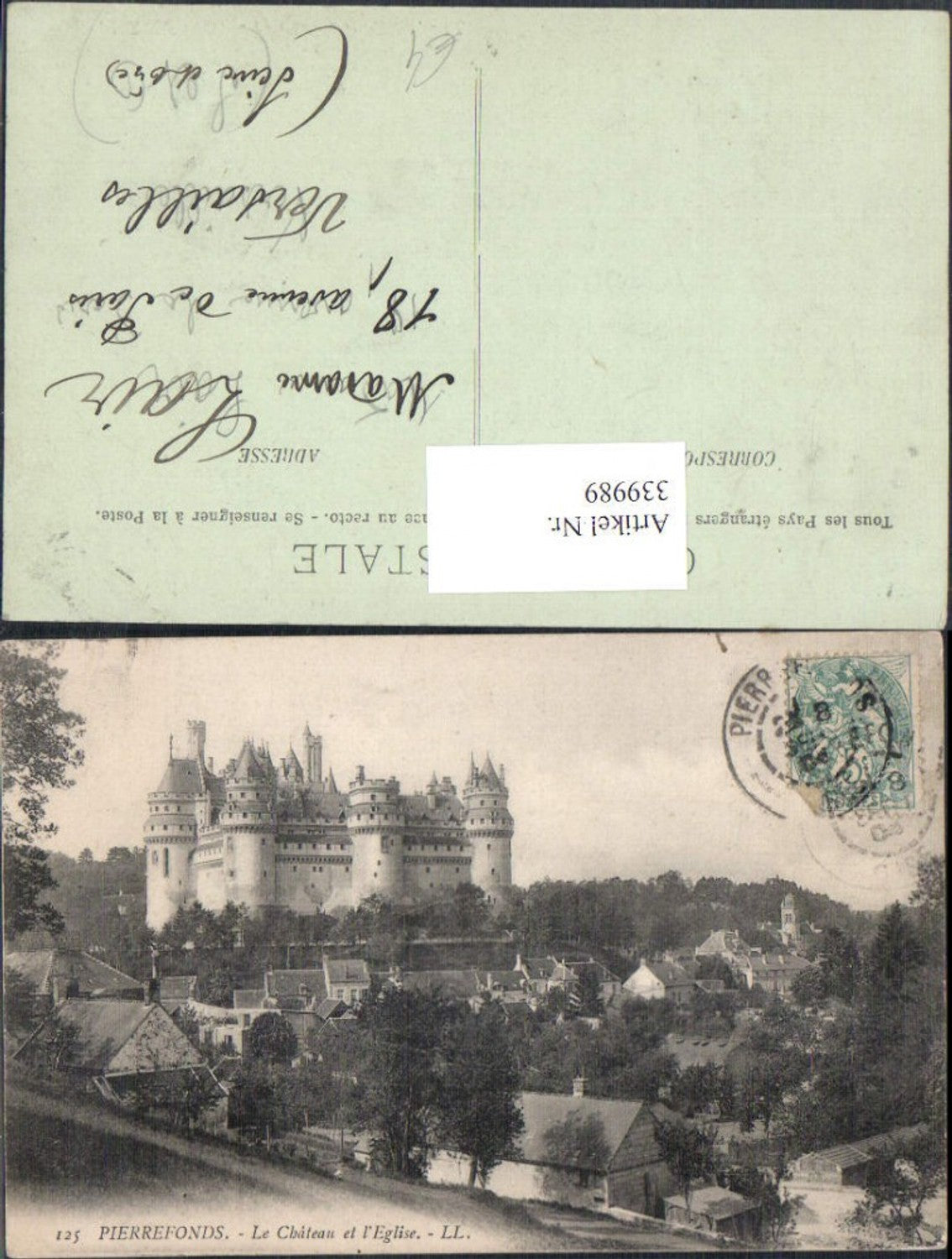 339989,Picardie Oise Pierrefonds Le chateau Schloss et l Eglise