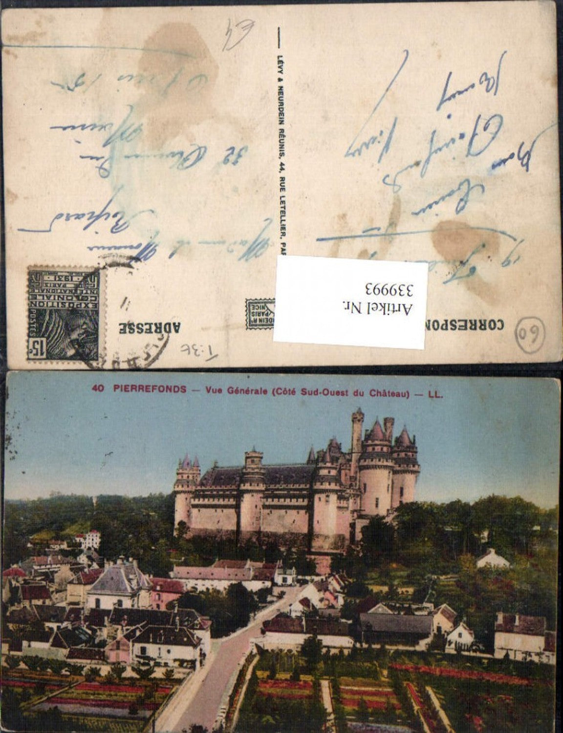 339993,Picardie Oise Pierrefonds Chateau Schloss Vue generale Cote Sud Ouest du Chateau