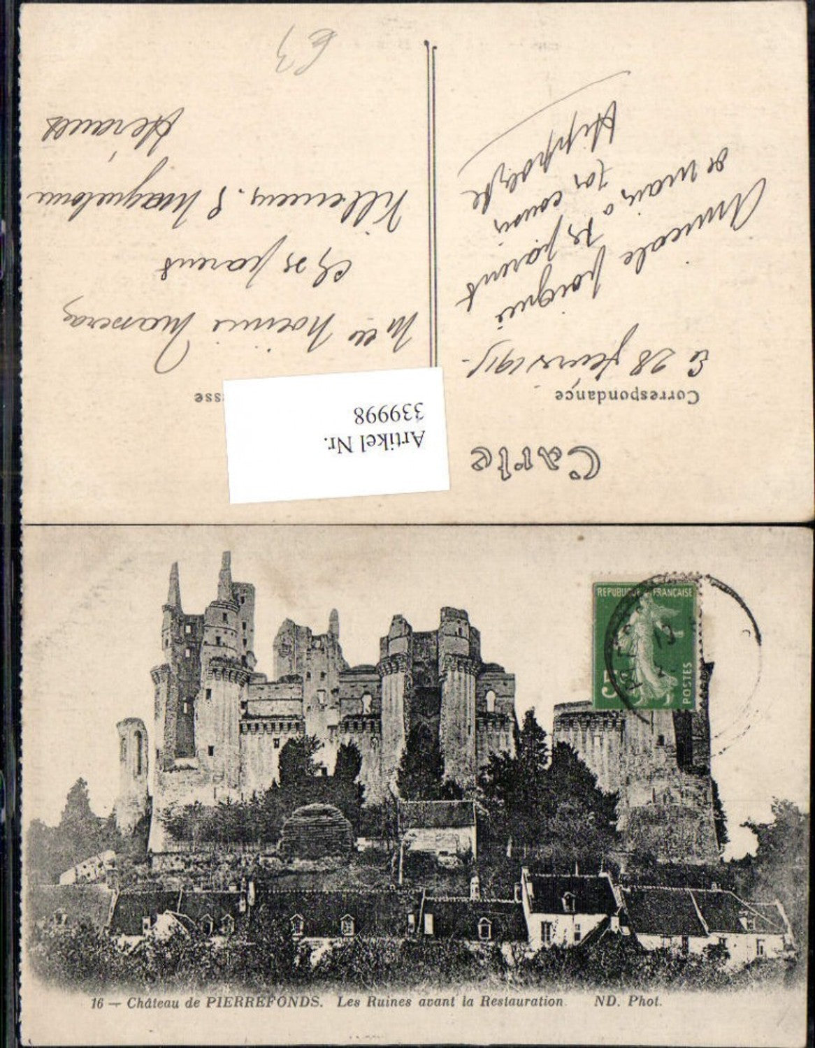339998,Picardie Oise Pierrefonds Chateau Schloss Les Ruines avant la Restauration