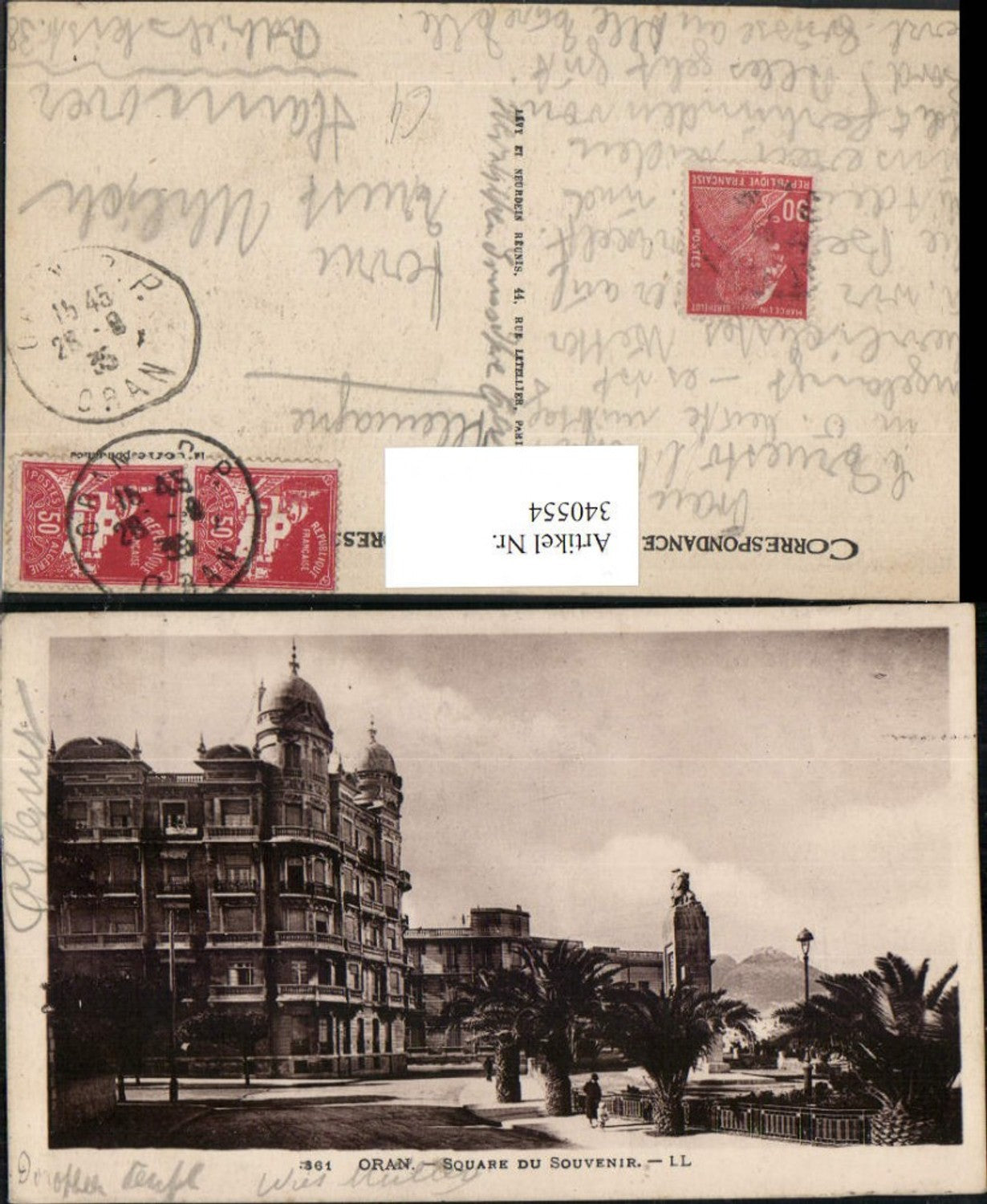 340554,Oran Square du Souvenir Platz Denkmal