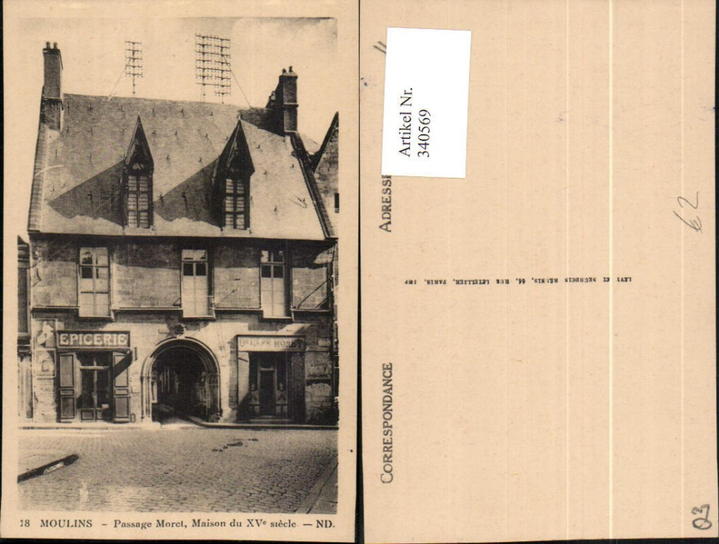 340569,Auvergne Allier Moulins Passage Moret Maison Geschäft Epicerie