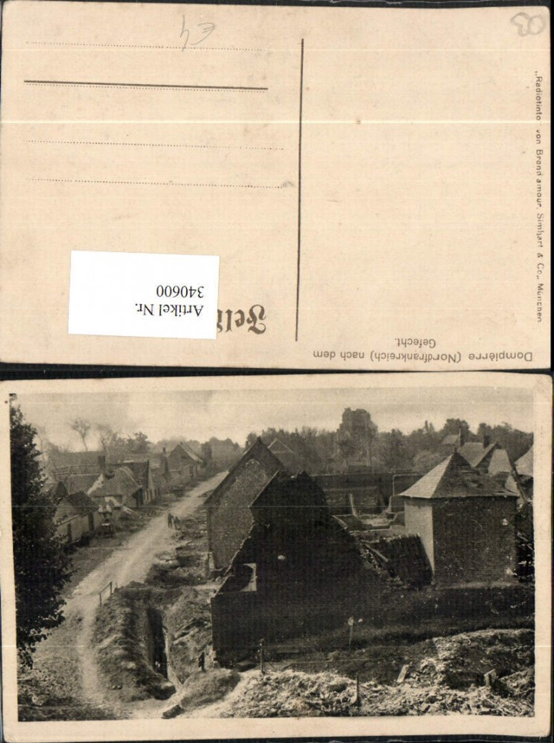 340600,Auvergne Allier Dompierre nach dem Gefecht Zerstörtes Dorf