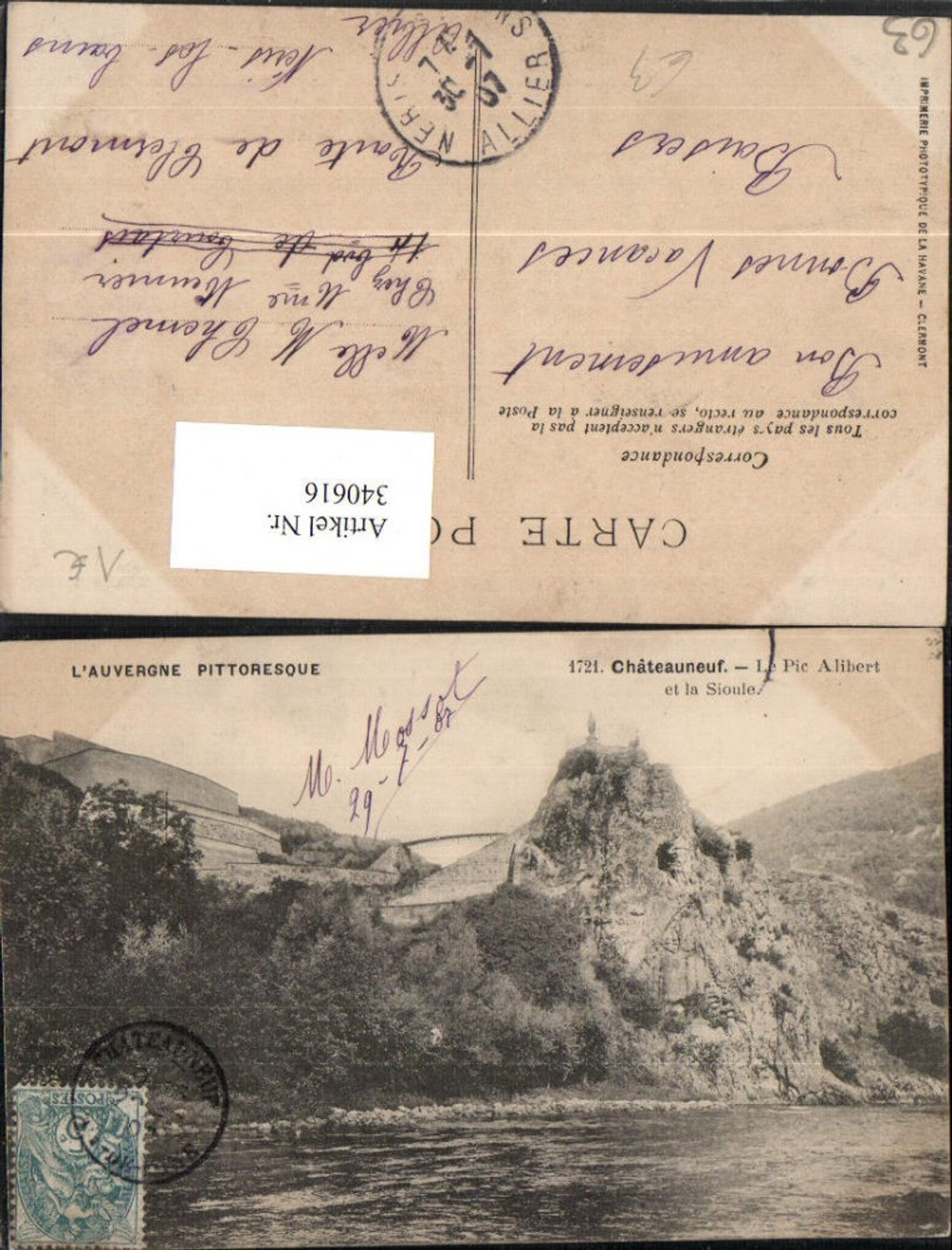 340616,Auvergne Puy-de-Dome Chateauneuf Le Pic Alibert et la Sioule Felsen