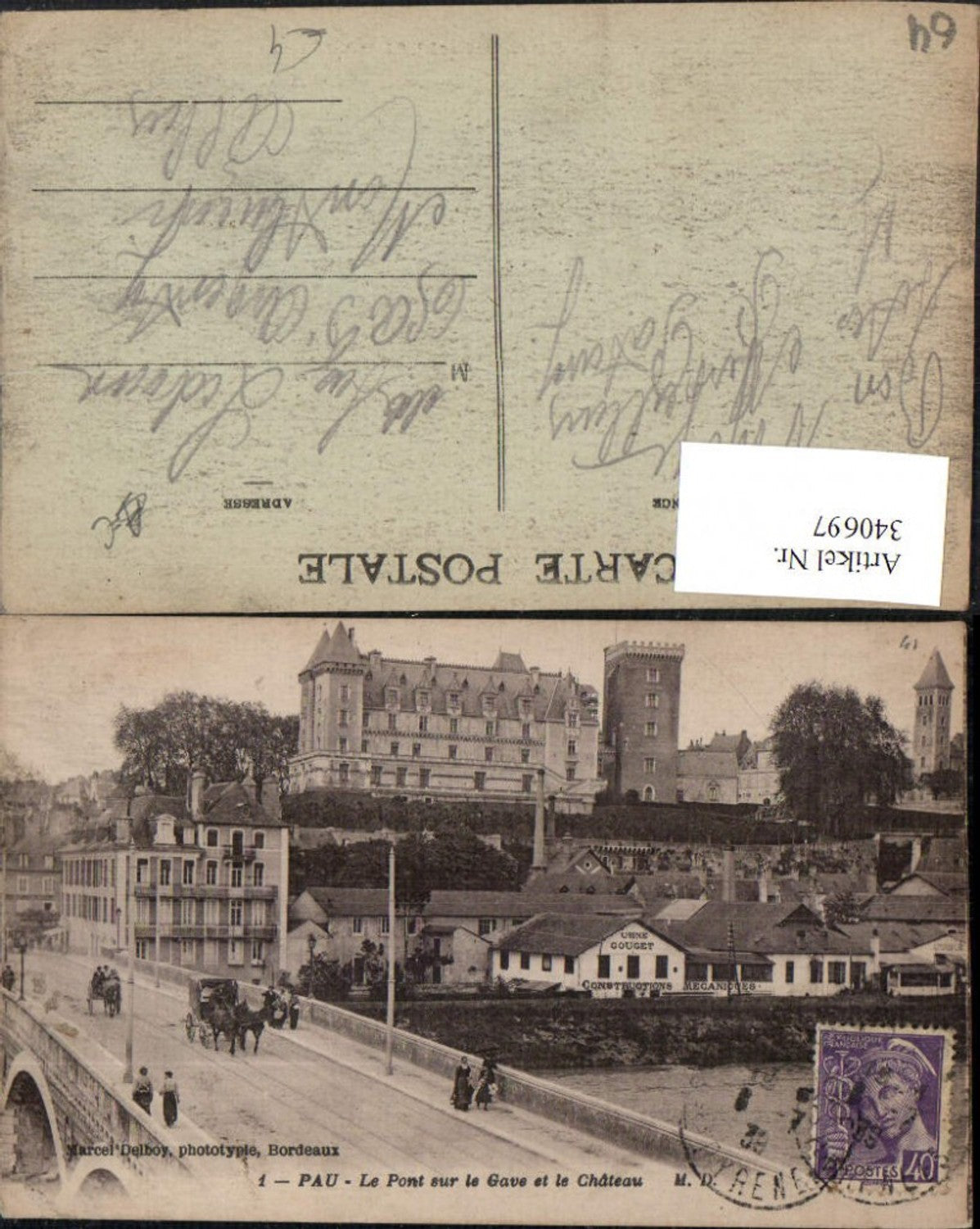 340697,Aquitanien Pyrenees-Atlantiques Pau Le Pont sur le Gave et le Chateau Brücke Schloss