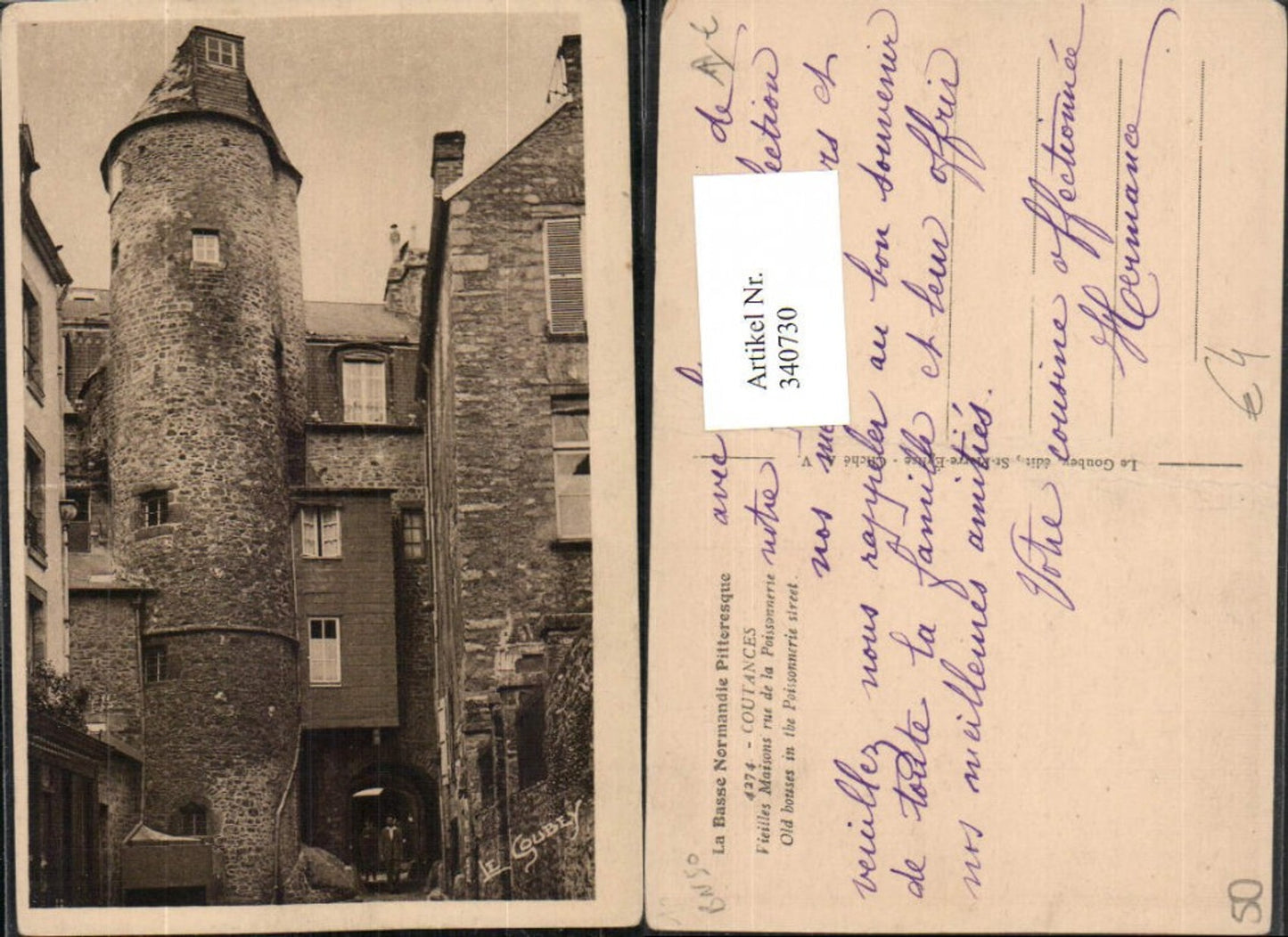 340730,Lower Normandy Manche Coutances Vieilles Maisons rue de la Poissonnerie Tower