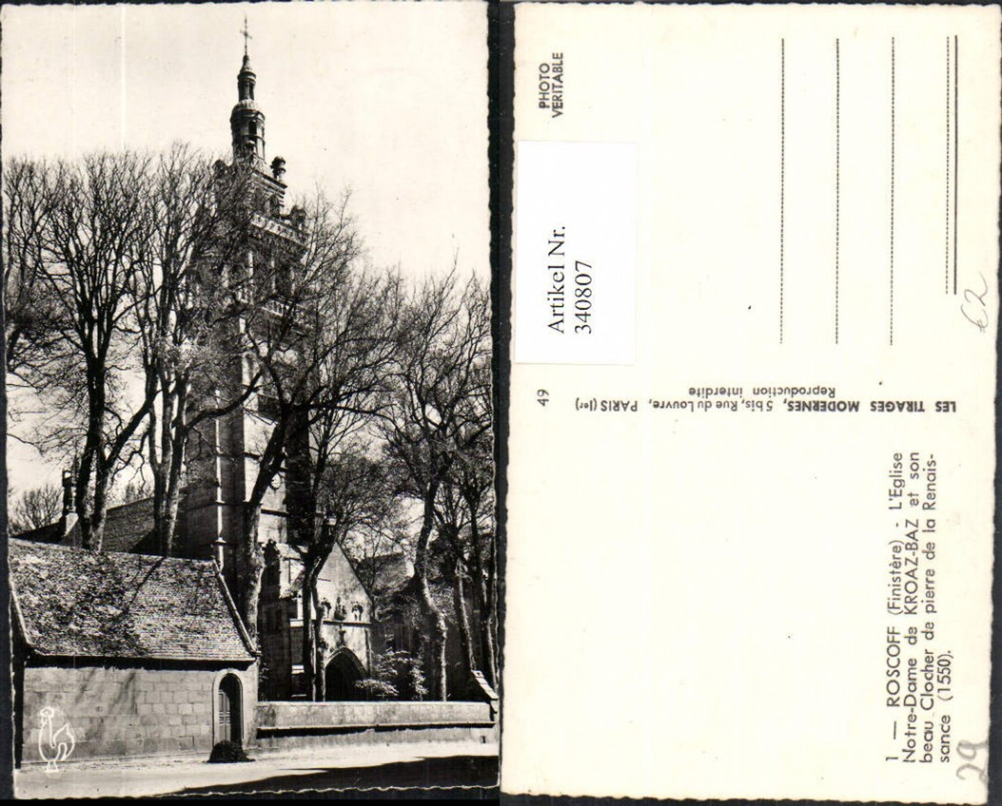 340807,Bretagne Finistere Roscoff L'Eglise Notre-Dame de Kroaz-Baz Kirche