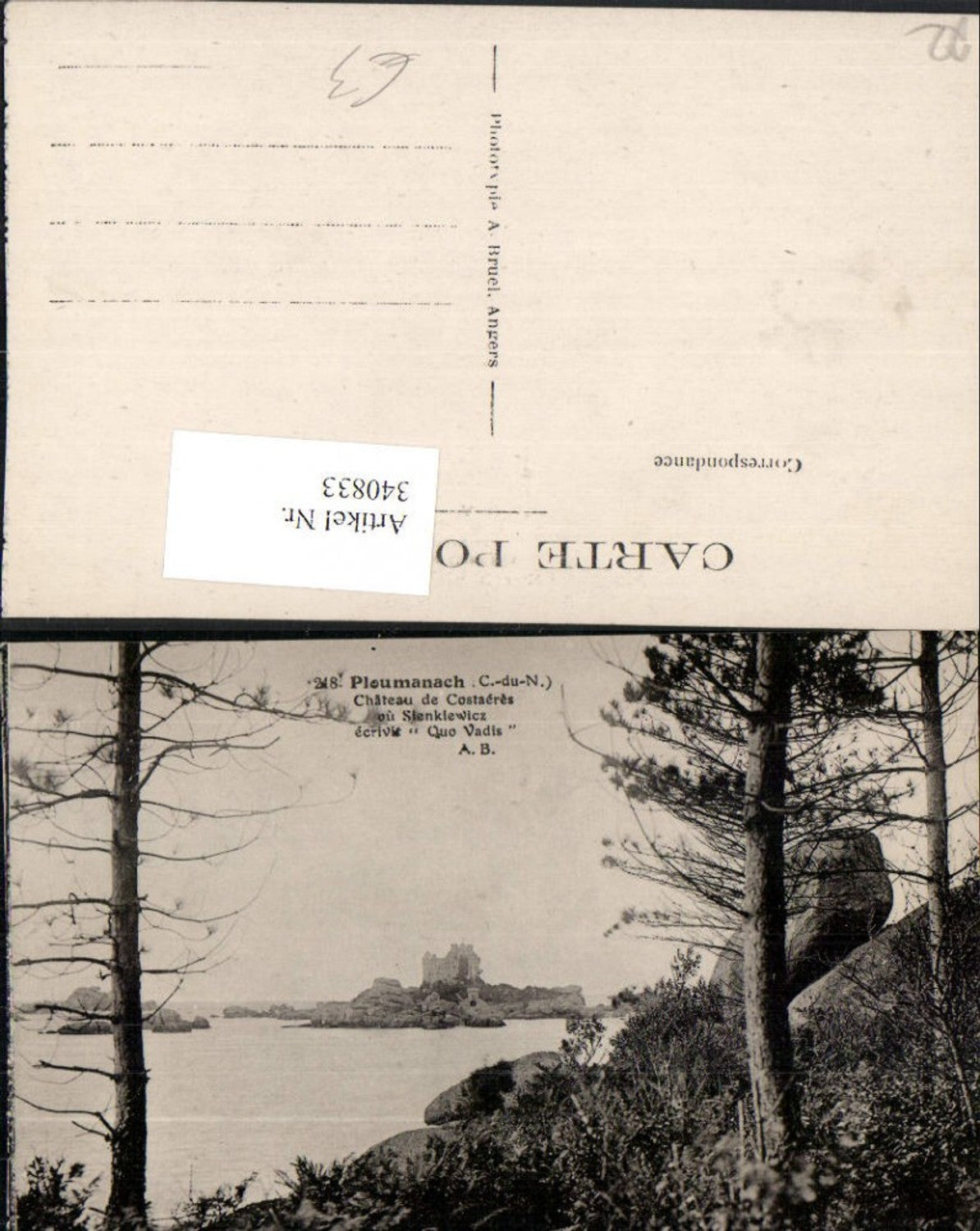 340833,Bretagne Cote-Amor Ploumanach Chateau de Costaeres Blick zum Schloss
