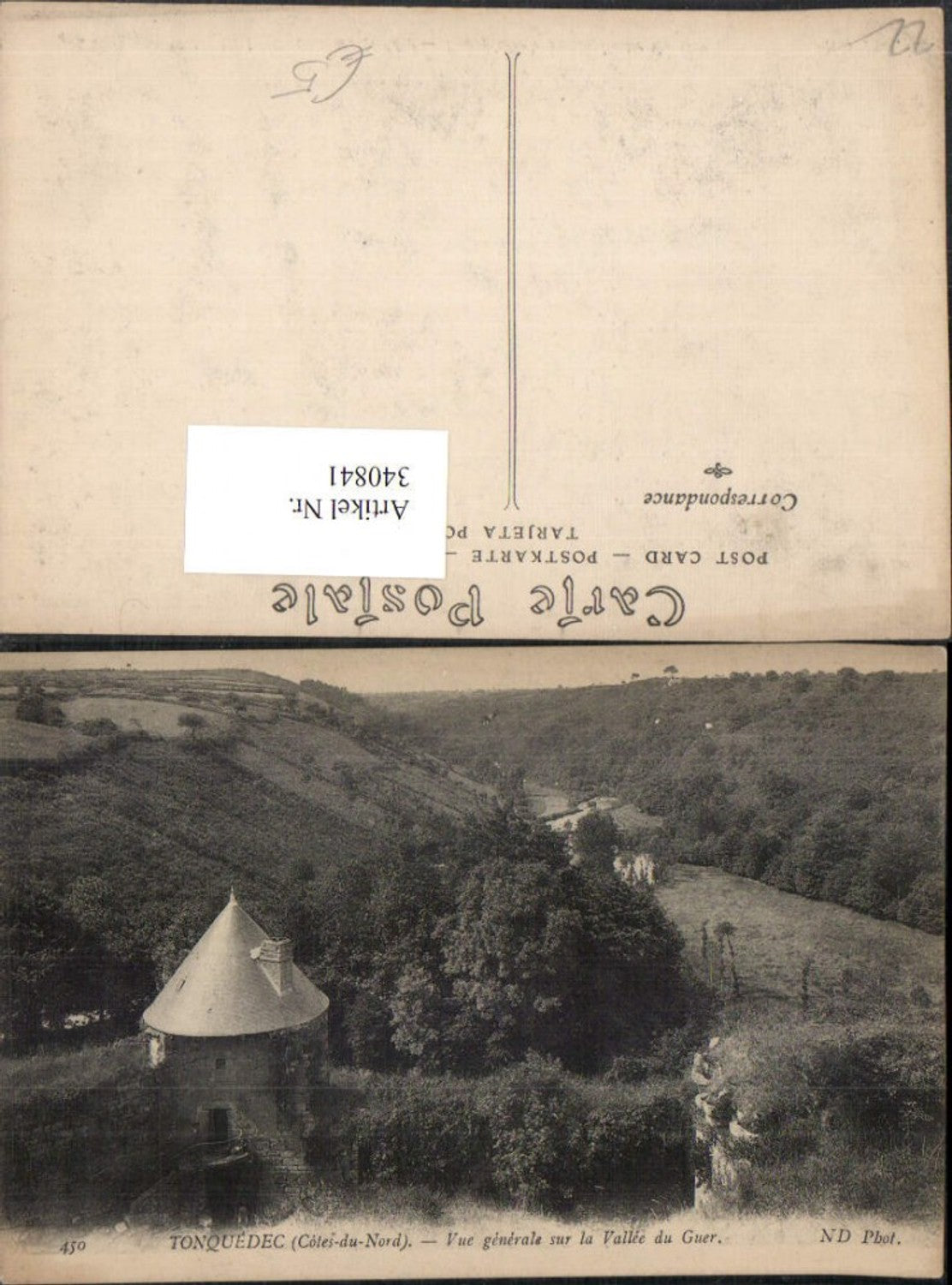 340841,Bretagne Cote-Amor Tonquedec Vue generale sur la Vallee du Guer Turm