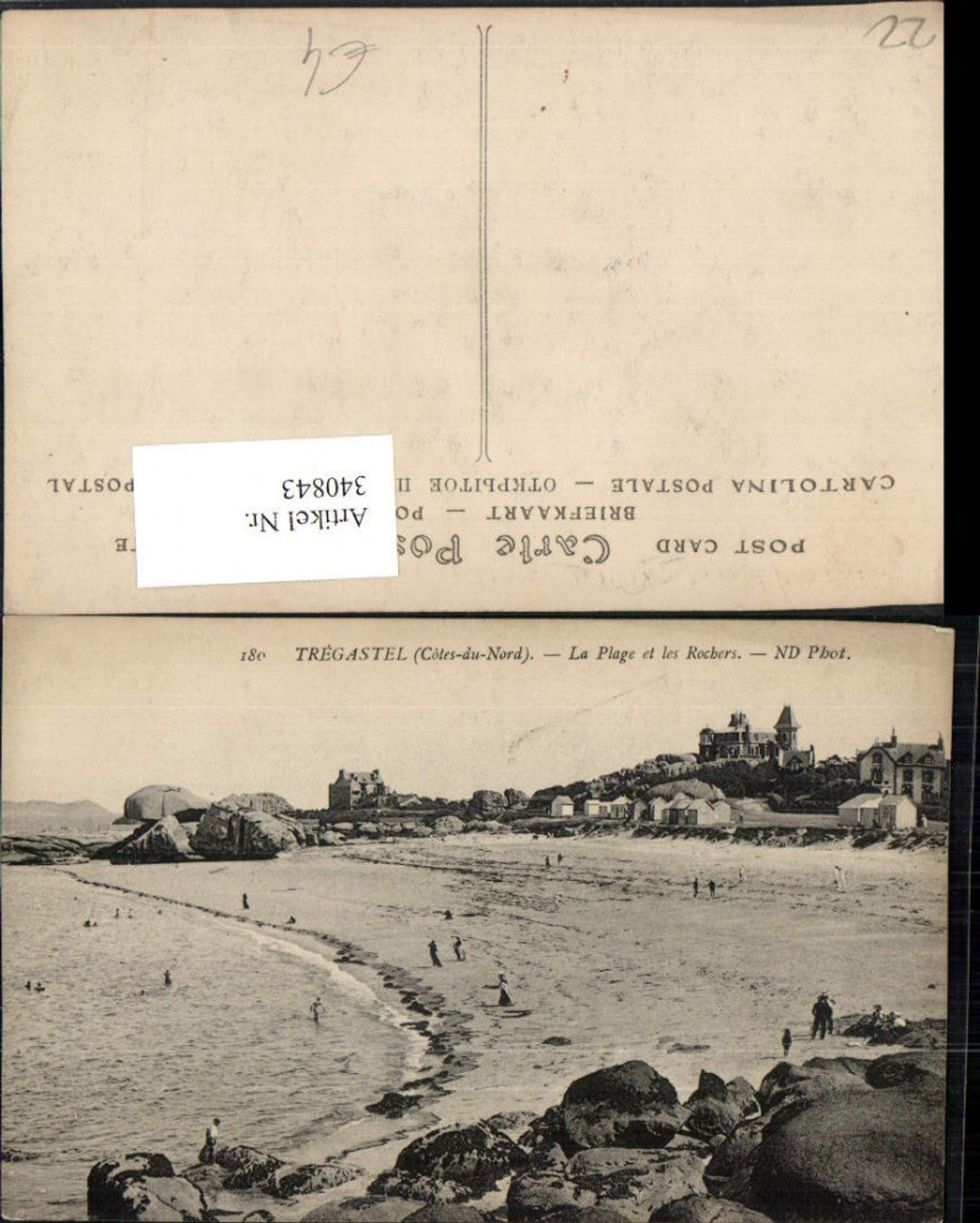 340843,Bretagne Cote-Amor Tregastel La Plage et les Rochers Strand