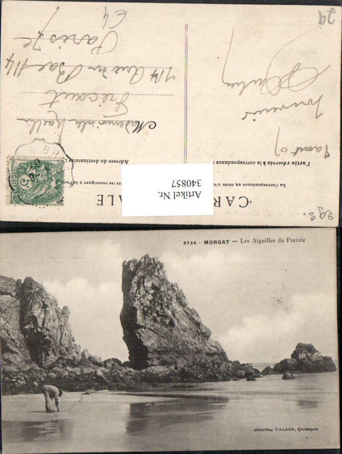 340857,Bretagne Finistere Morgat Les Aiguilles du Portzie Strand Felsen