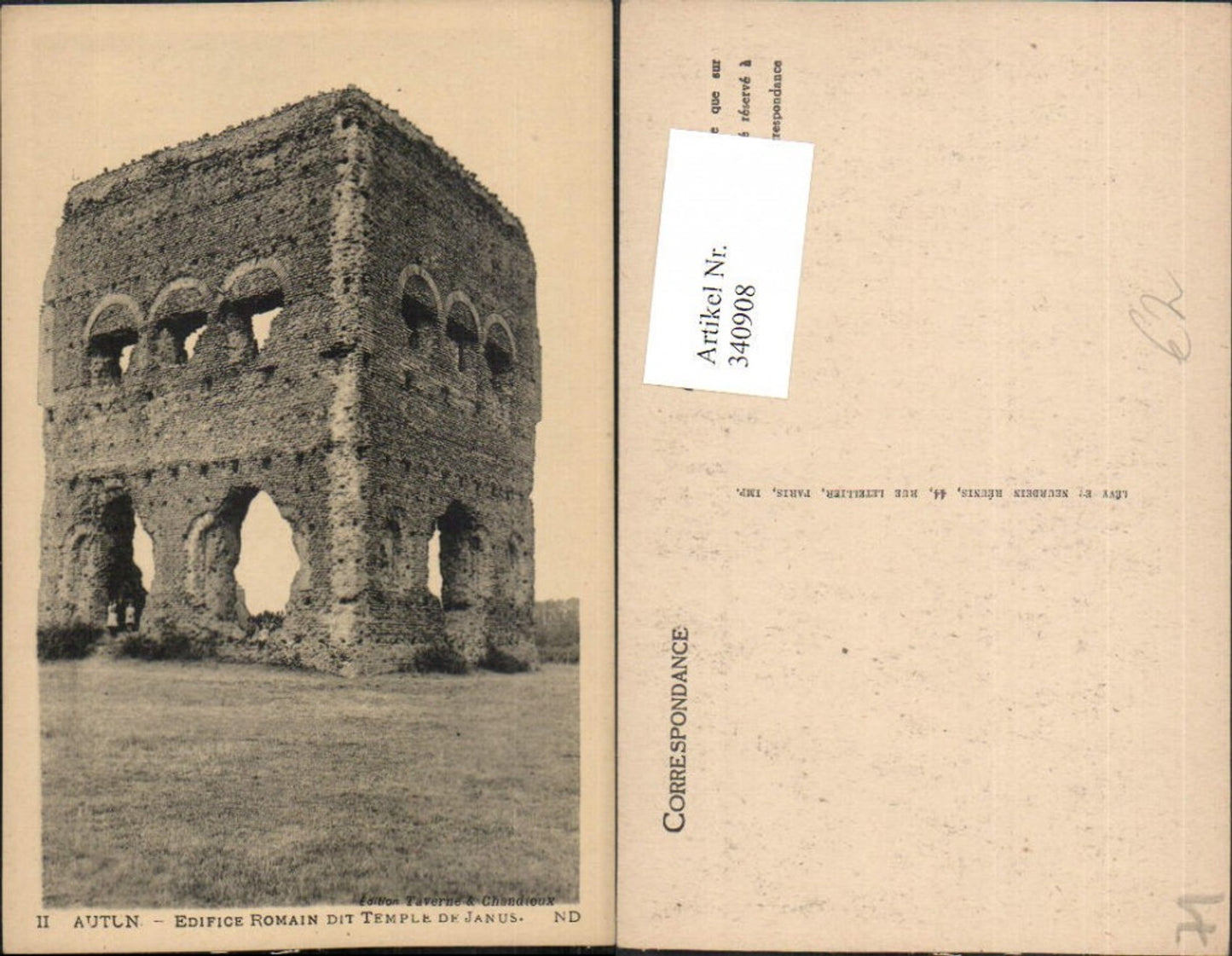 340908,Burgund Saone-et-Loire Autun Edifice Romain dit Temple de Janus Tempel Ruine