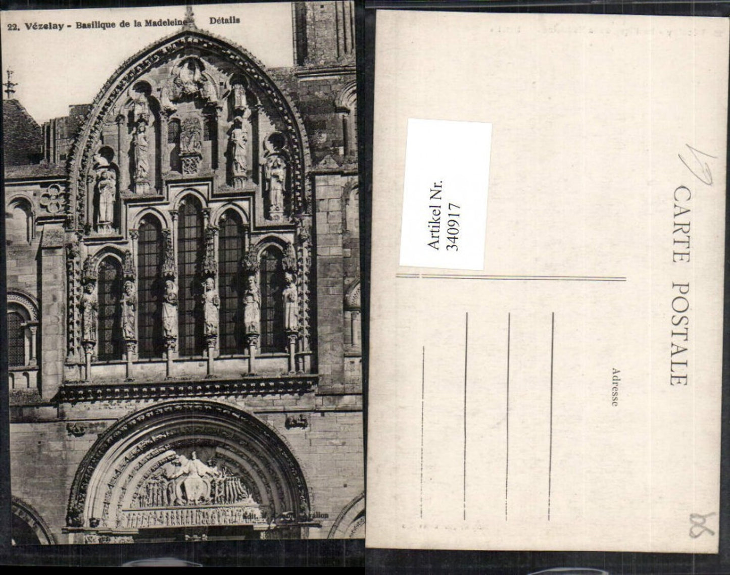 340917,Burgund Yonne Vezelay Basilique de la Madeleine Detail Kirche
