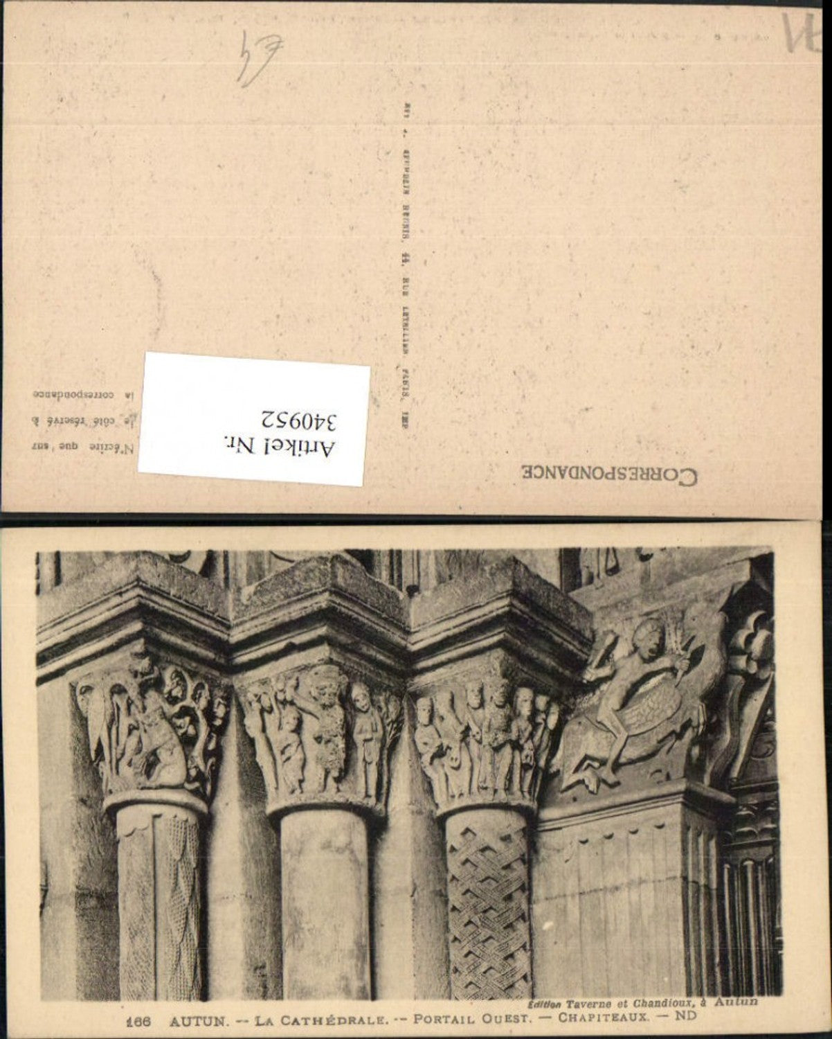 340952,Burgundy Saone-et-Loire Autun La Cathedrale Portail Quest Chapiteaux columns detail