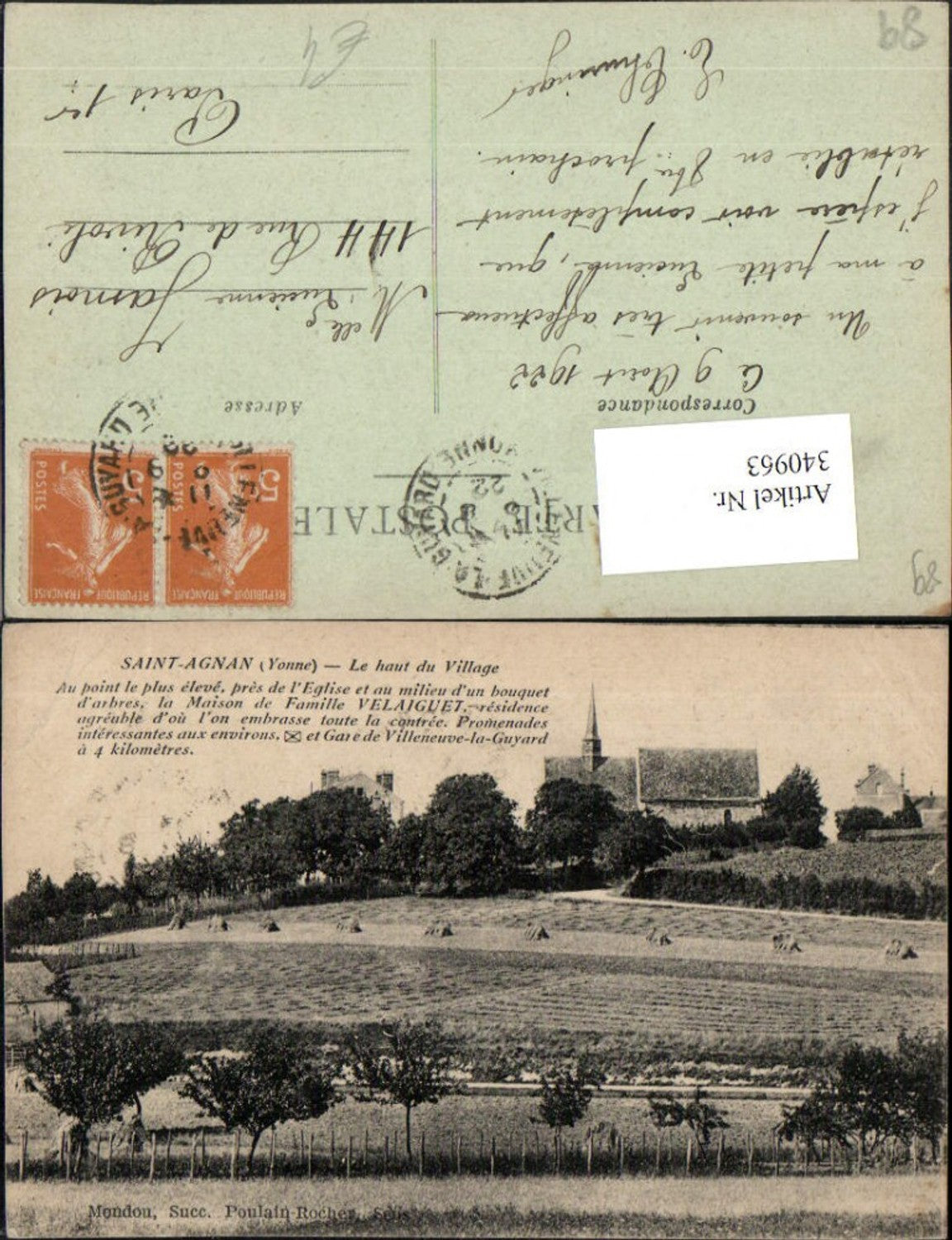 340963,Burgund Yonne Saint-Agnan Le haut du Village Kirche