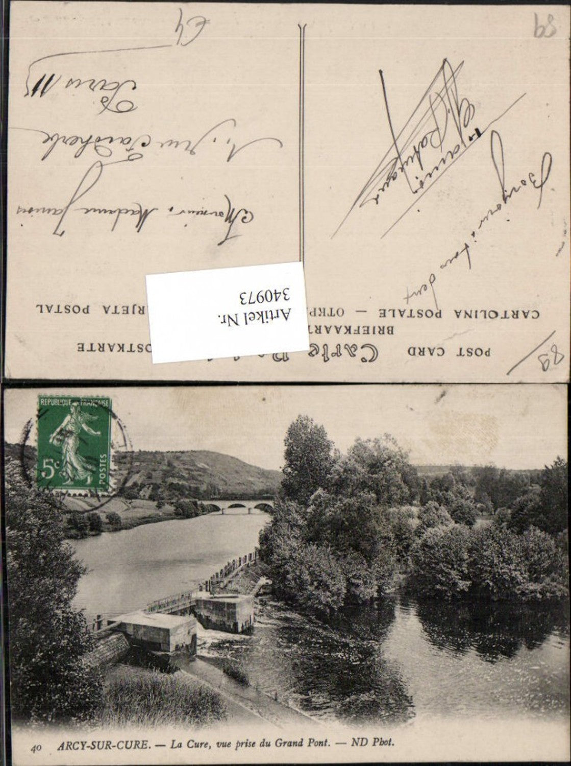 340973,Burgund Yonne Arcy-sur-Cure La Cure vue prise du Grand Pont Wehr