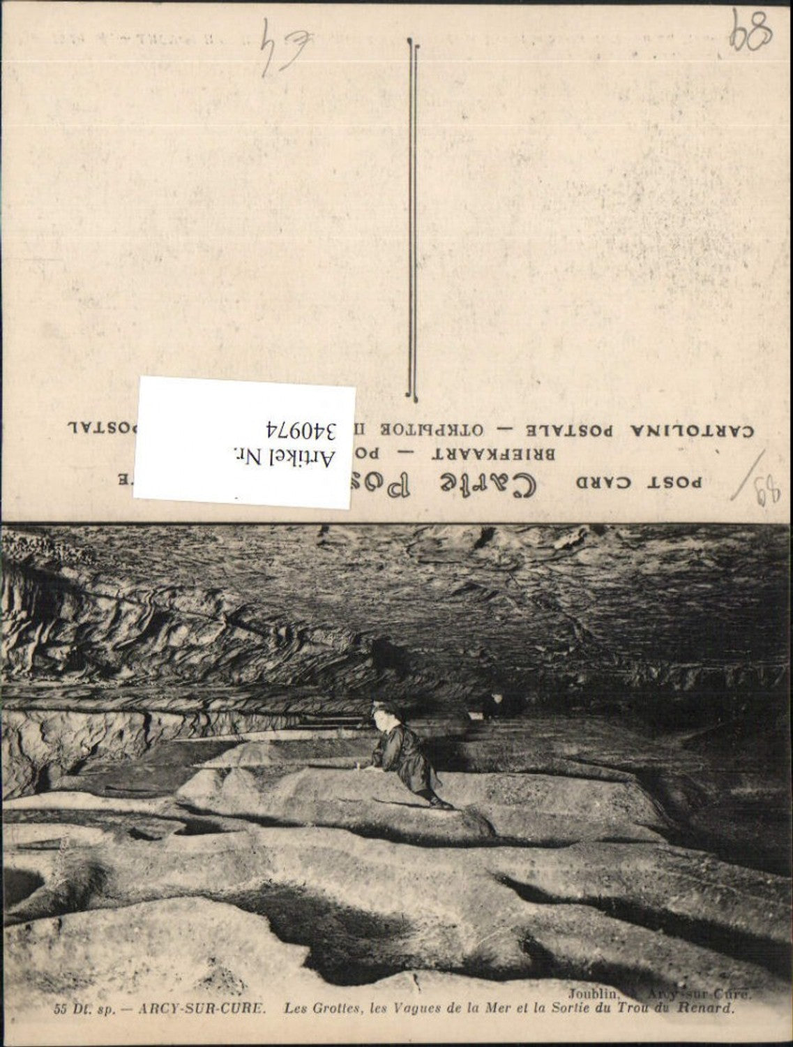 340974,Burgund Yonne Arcy-sur-Cure Les Grotte les Vagues de la Mer et la Sortie du Trou du Renard