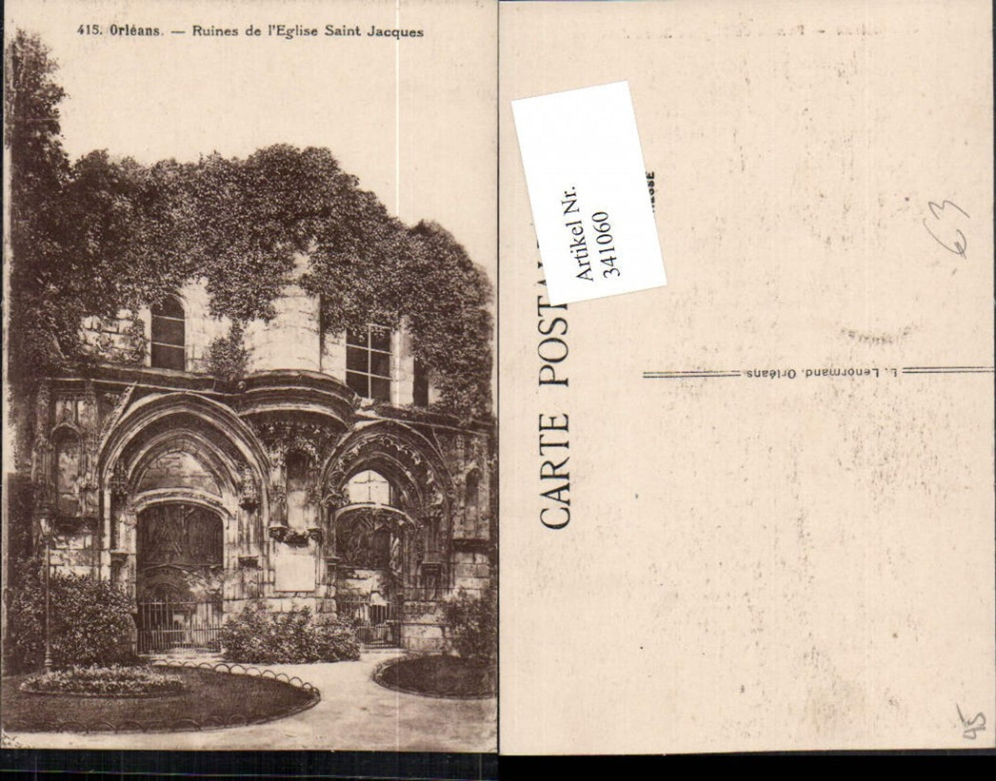 341060,Centre Loiret Orleans Ruines de l'Eglise Saint Jacques Kirchenruine
