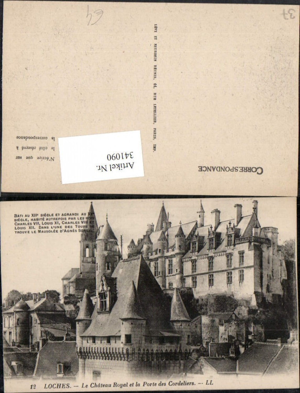 341090,Centre Indre-et-Loire Loches Le Chateau Royal et la Porte des Cordeliers Schloss