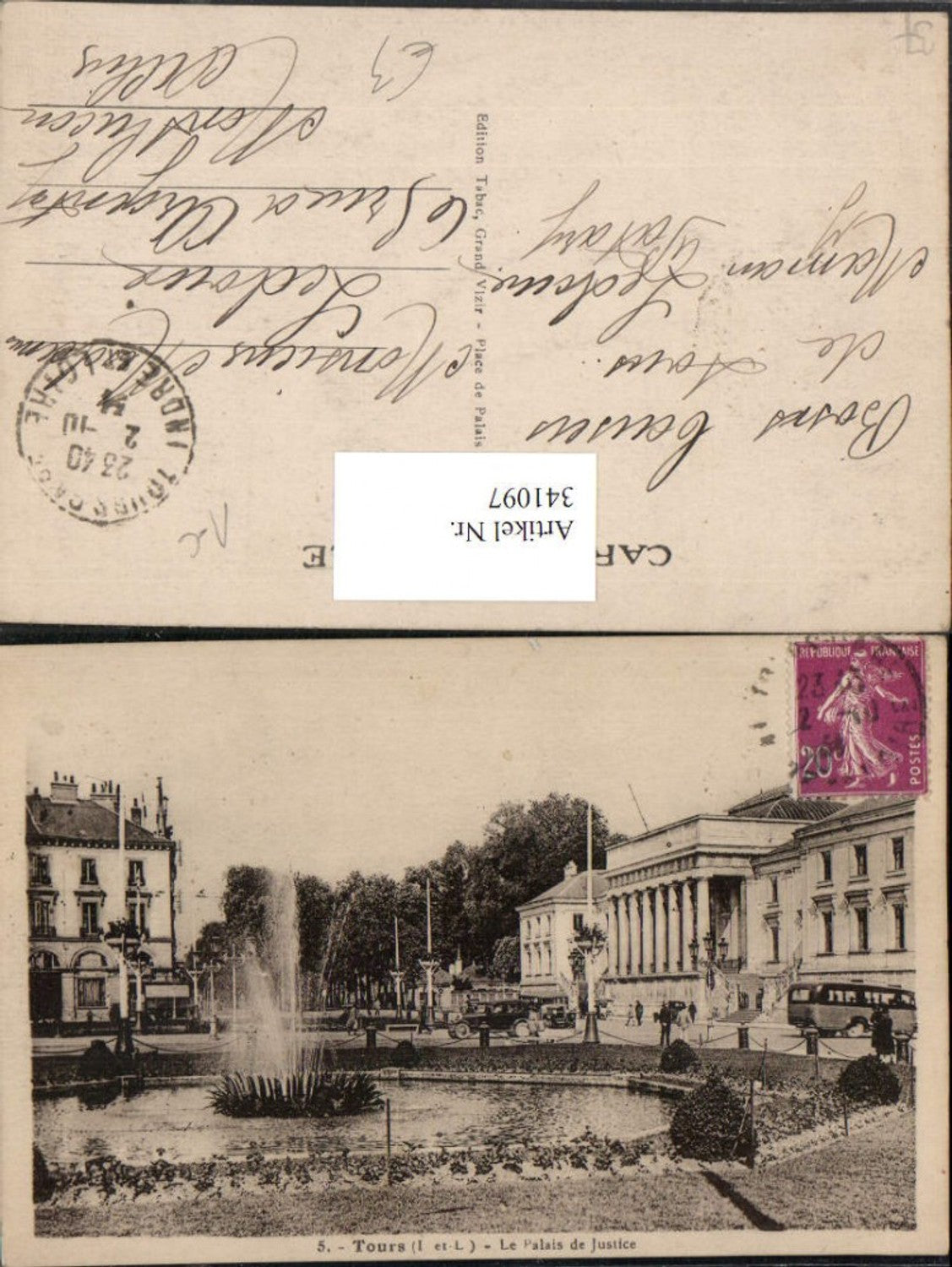 341097,Centre Indre-et-Loire Tours Le Palais de Justice Justizpalast Springbrunnen