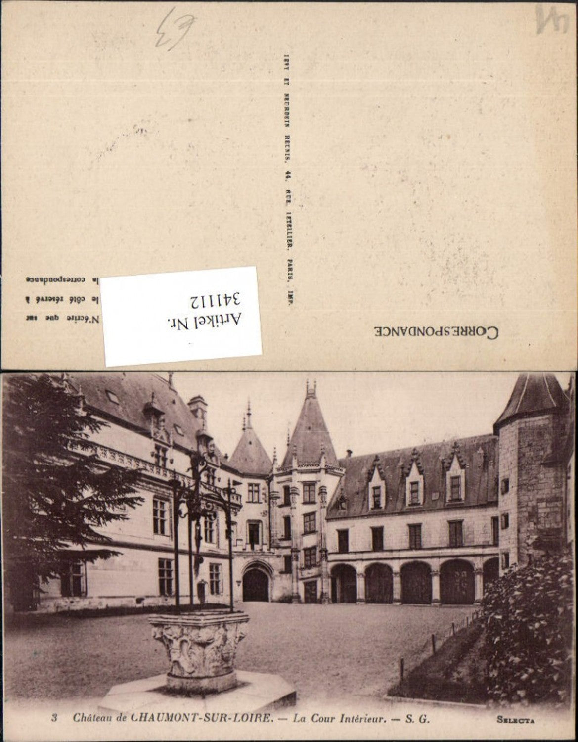 341112,Centre Loire-et-Cher Chateau de Chaumont-sur-Loire Le Cour Interieur Schloss Brunnen