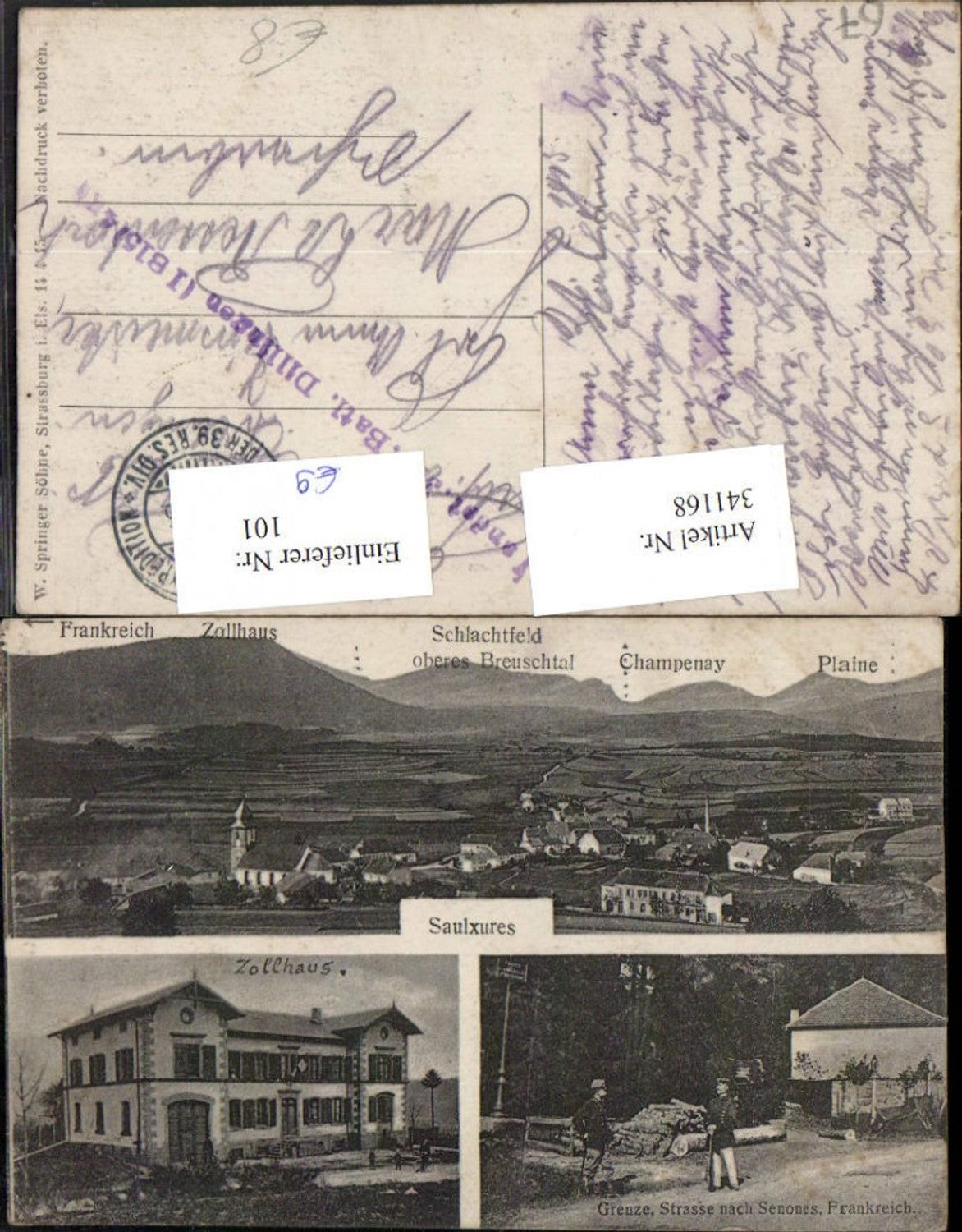 341168,Elsass Bas-Rhin Saulxures Totale Zollhaus Grenze Mehrbildkarte