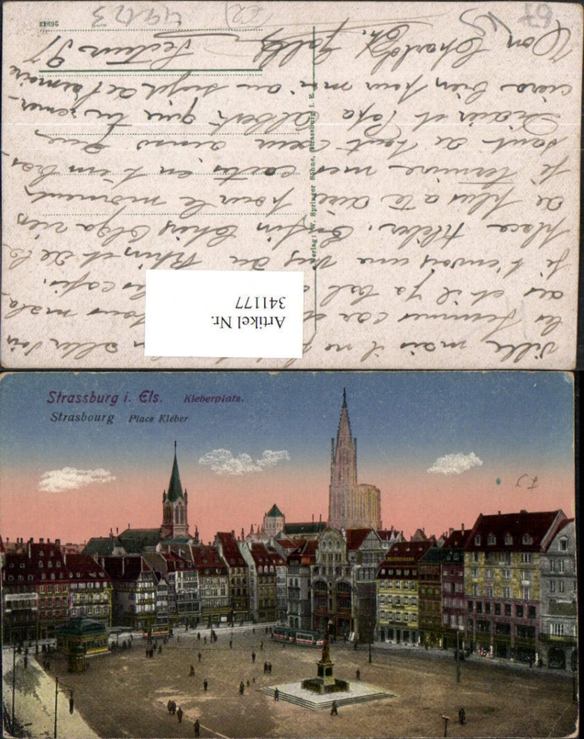 341177,Elsass Bas-Rhin Strasbourg Straßburg Kleberplatz Denkmal Kirche