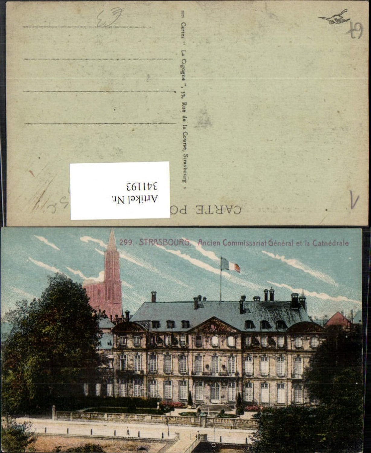 341193,Elsass Bas-Rhin Strasbourg Straßburg Ancien Commissariat General et le Cathedrale