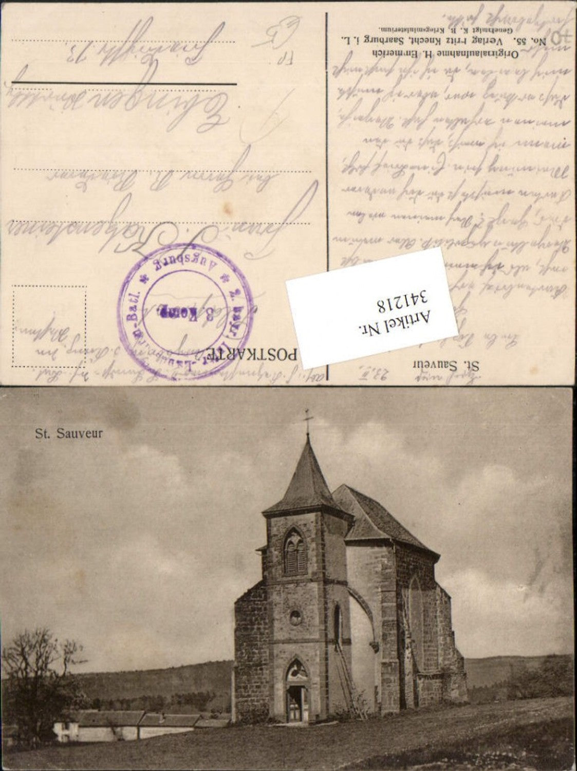 341218,Franche-Comte Haute-Saone St. Sauveur Kirche Feldpost 2. bayrisches Inf. Landsturm Augsburg