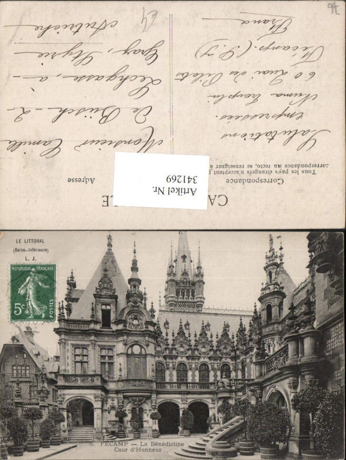 341269,Haute-Normandie Seine-Maritime Fecamp La Benedictine Cour d'Honneur Abtei