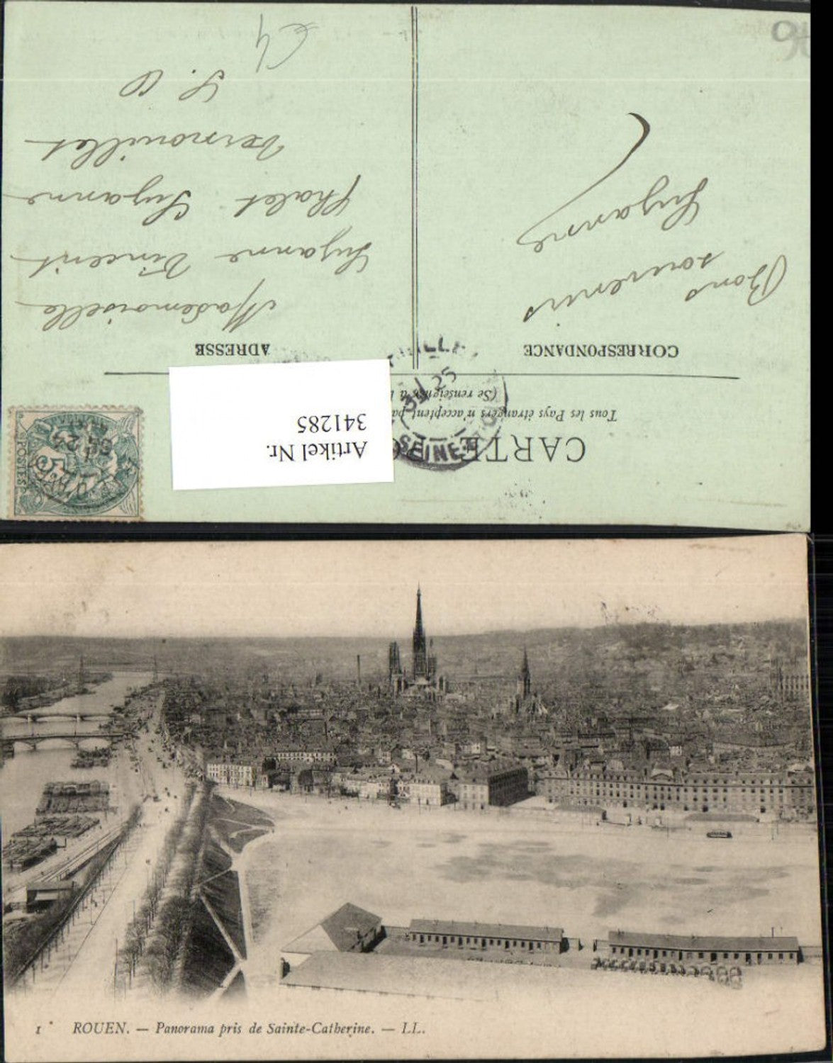 341285,Haute-Normandie Seine-Maritime Rouen Panorama pris de Sainte-Catherine Totale