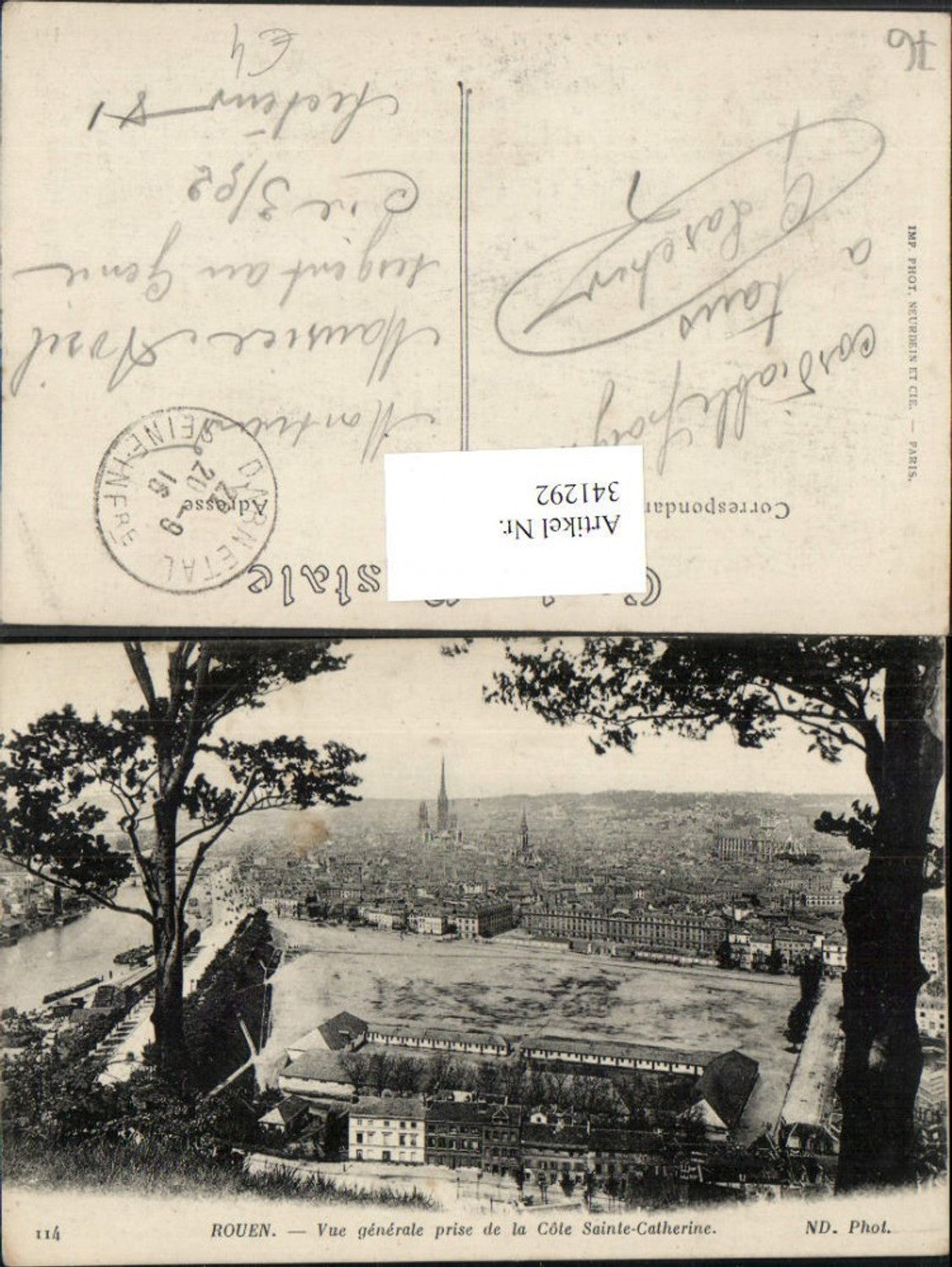 341292,Haute-Normandie Seine-Maritime Rouen Vue generale prize de la Cote Sainte-Catherine Totale