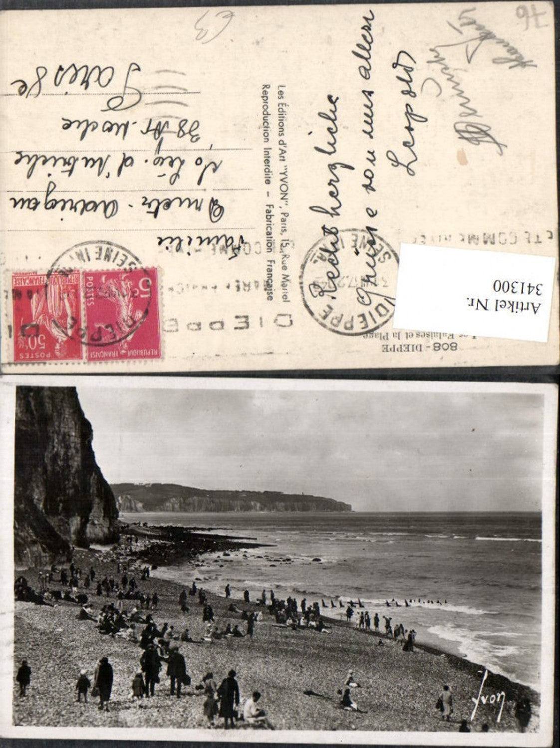 341300,Haute-Normandie Seine-Maritime Dieppe Les Falaises et la Plage Strand