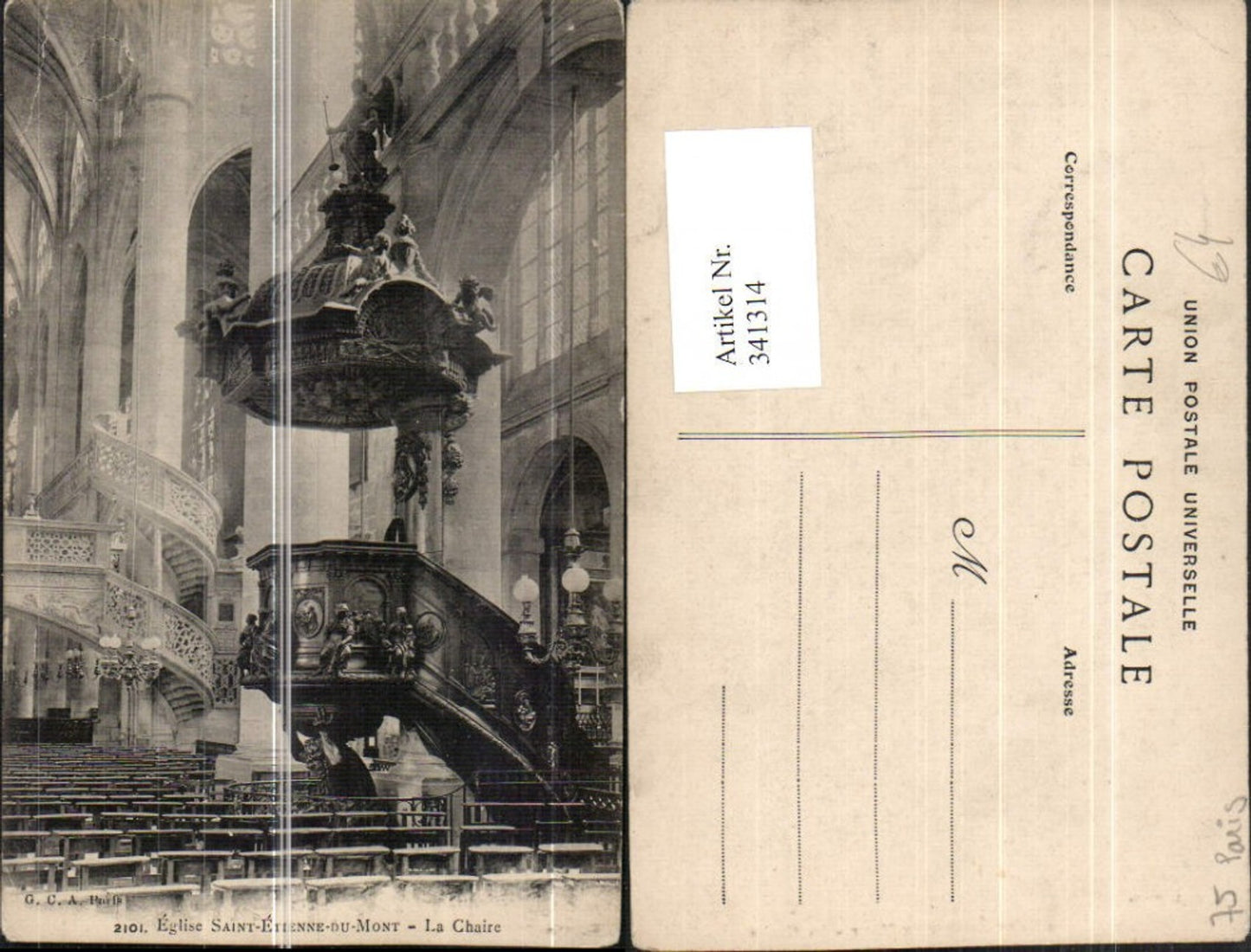 341314,Ile-de-France Paris Eglise Sainte-Etienne-du-Mont La Chaire church pulpit