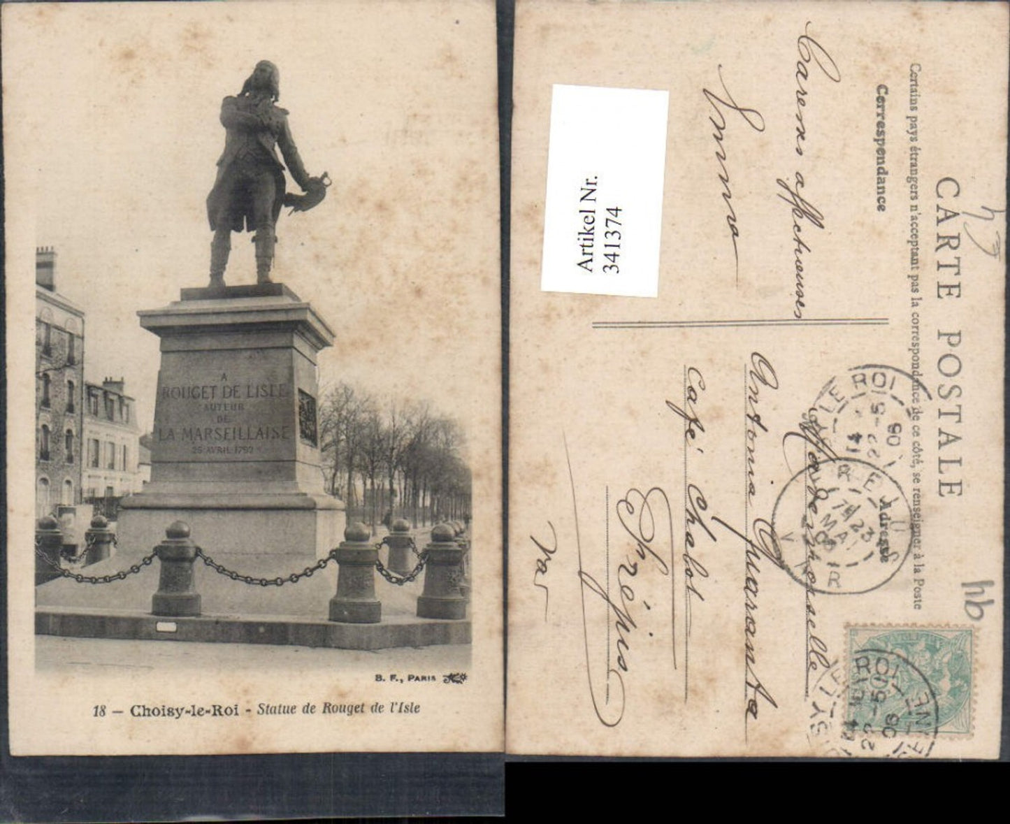 341374,Ile-de-France Val-de-Marne Choisy-le-Roi Statue de Rouget de l'Isle Denkmal