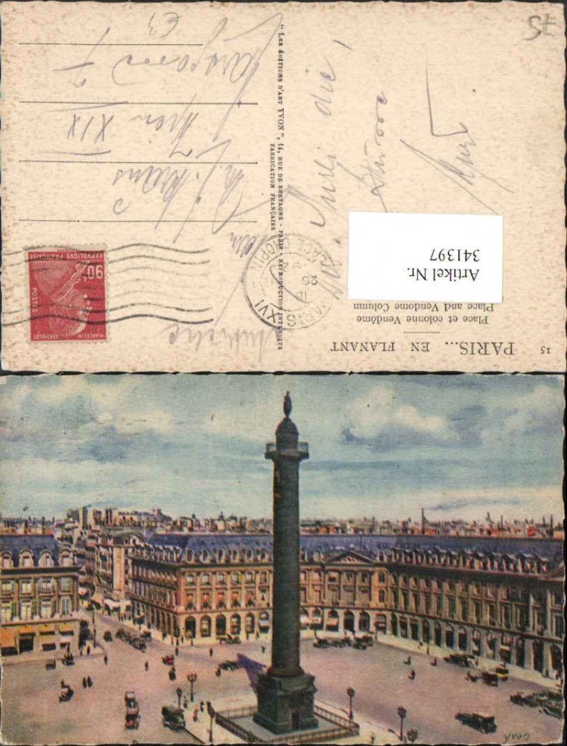 341397,Ile-de-France Paris Place et colonne Vendome Platz Säule